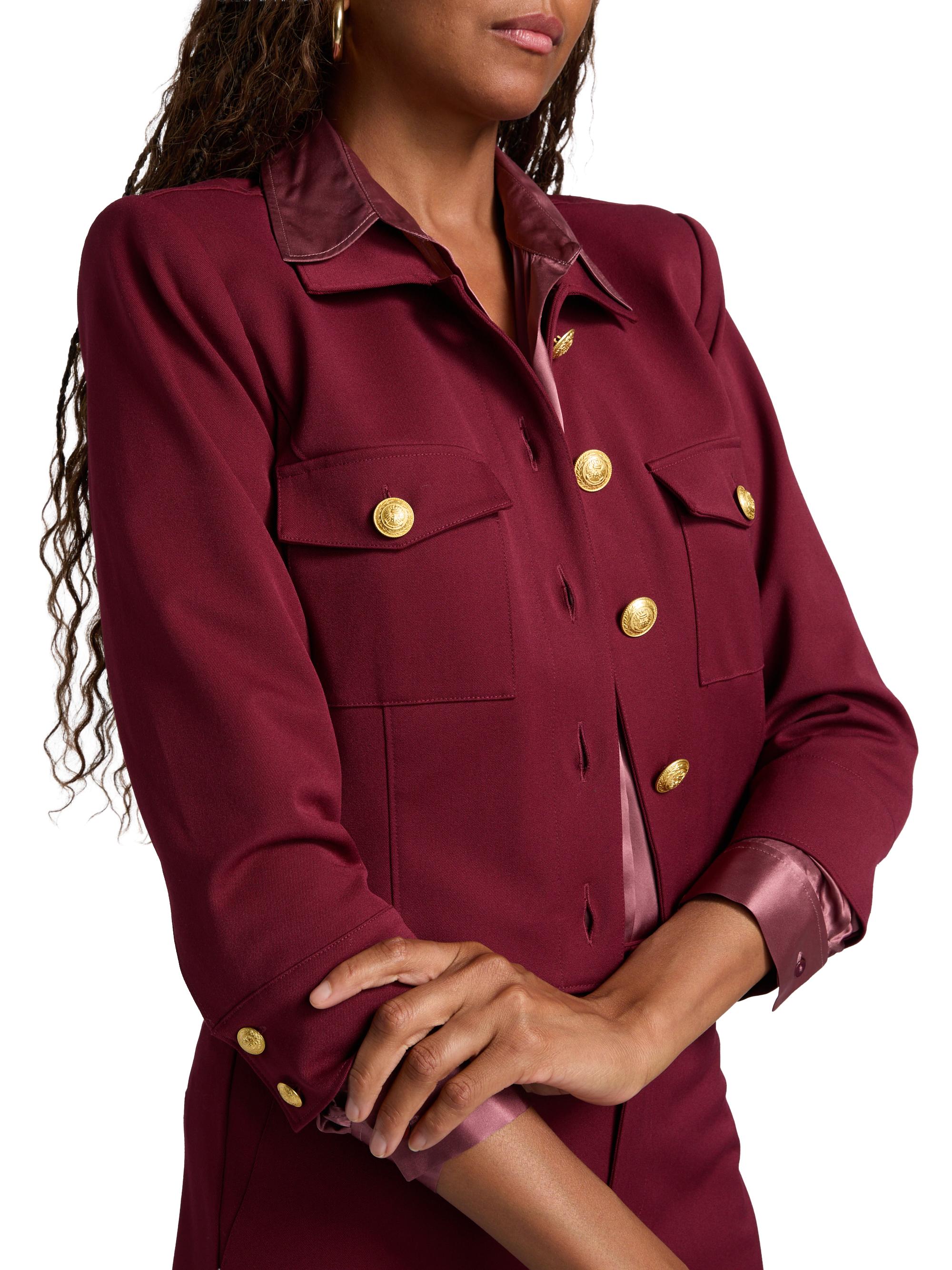 【louren】twill no collar jacket　ダークブラウン L'AGENCE Kumi Twill Crop Jacket | Saks Fifth Avenue