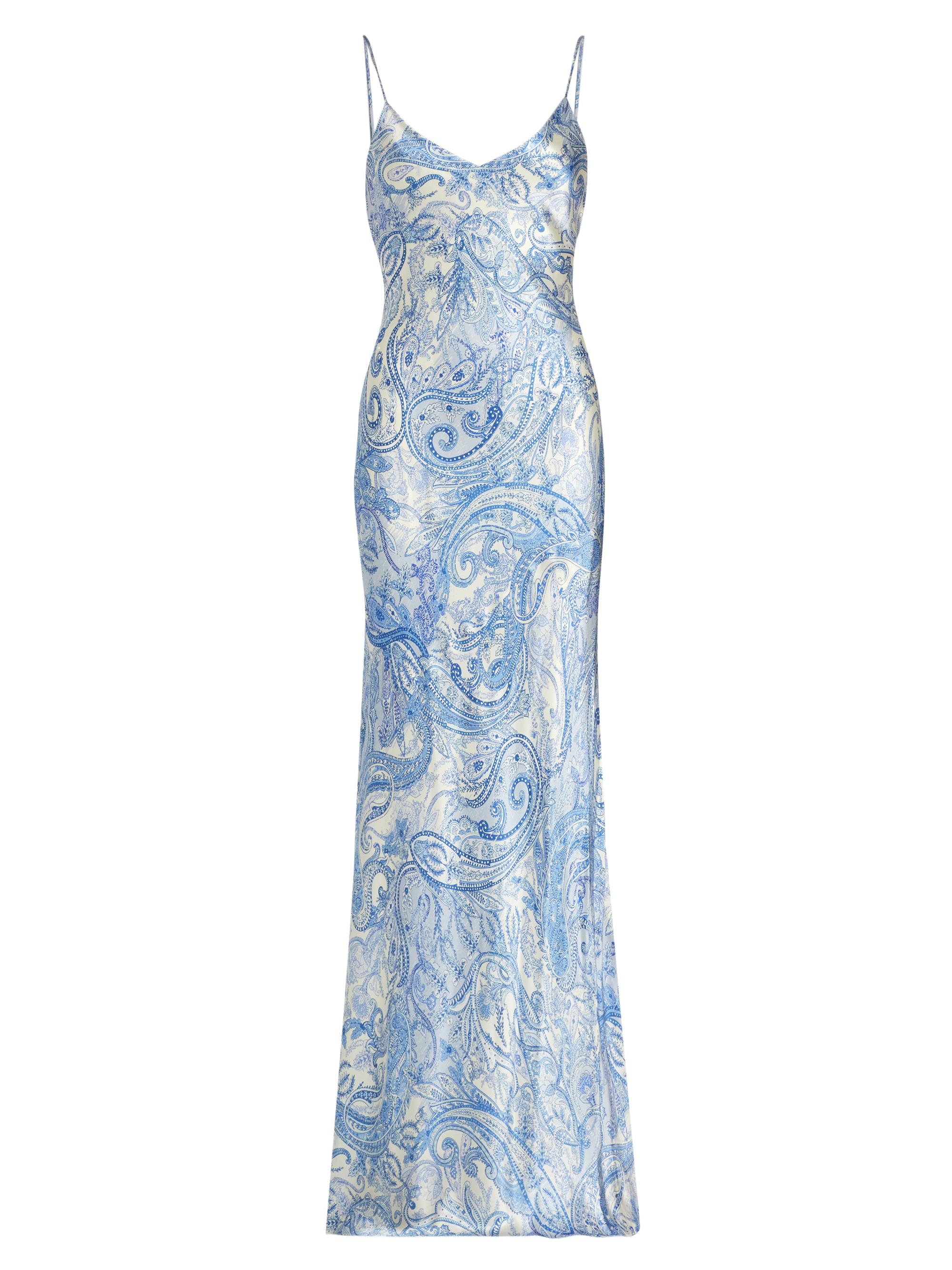 L'AGENCE Women's Serita Paisley Silk Slipdress -  Blue Decorated Paisley