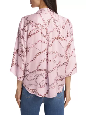 pink chain print blouse