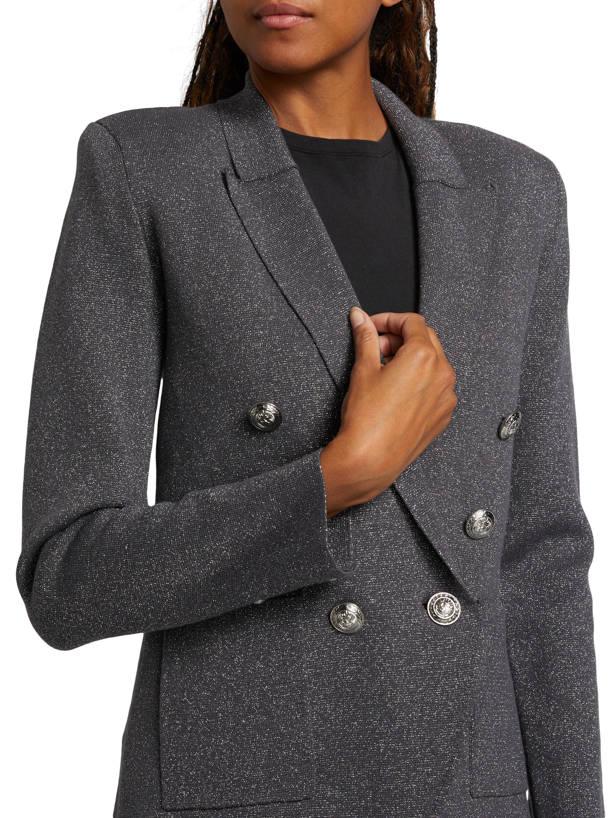 L'AGENCE Kenzie Metallic Knit Blazer | Saks Fifth Avenue