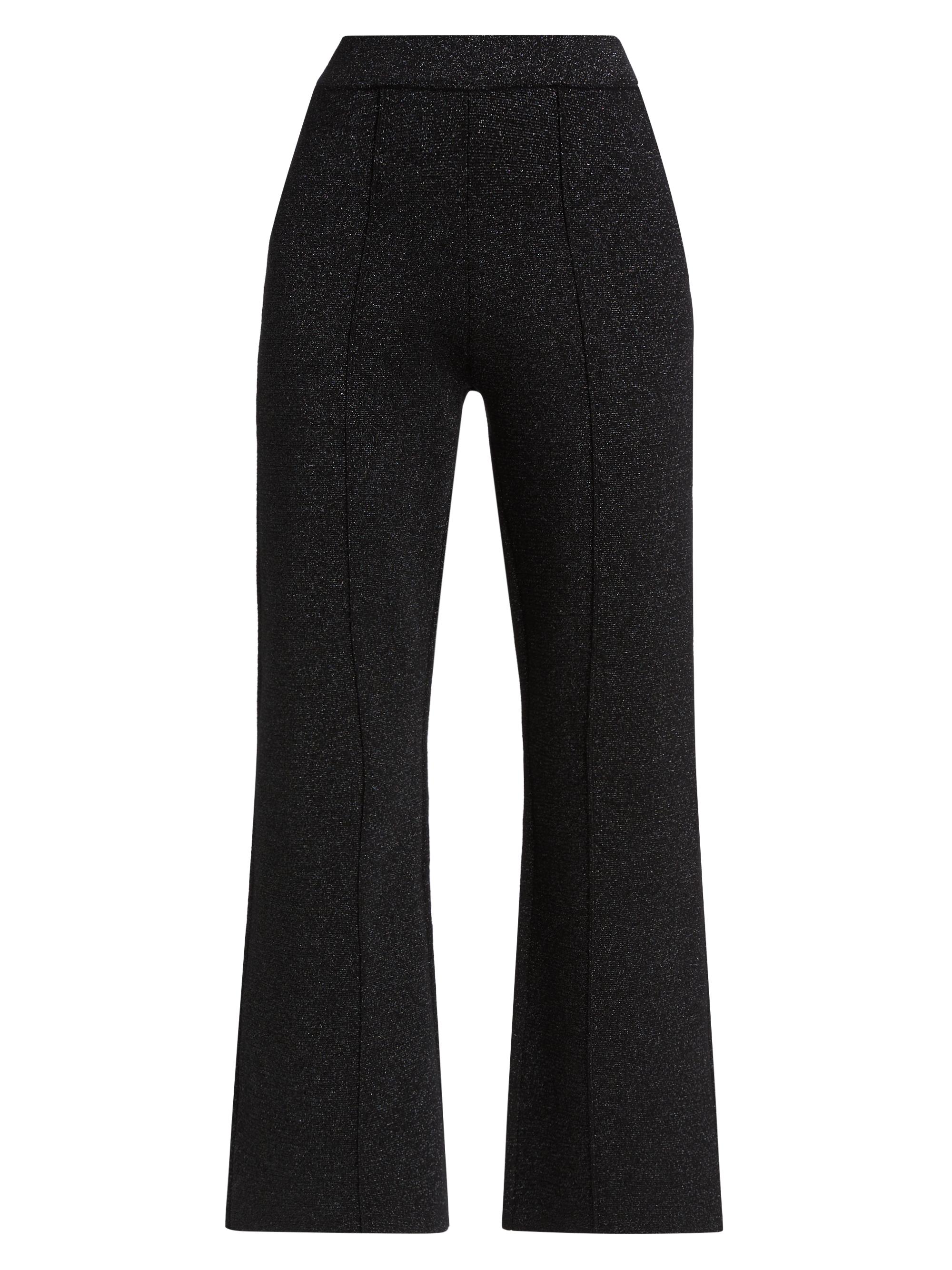 L'AGENCE Women's Ren Metallic Knit Flare Crop Pants - Black Gunmetal Lurex