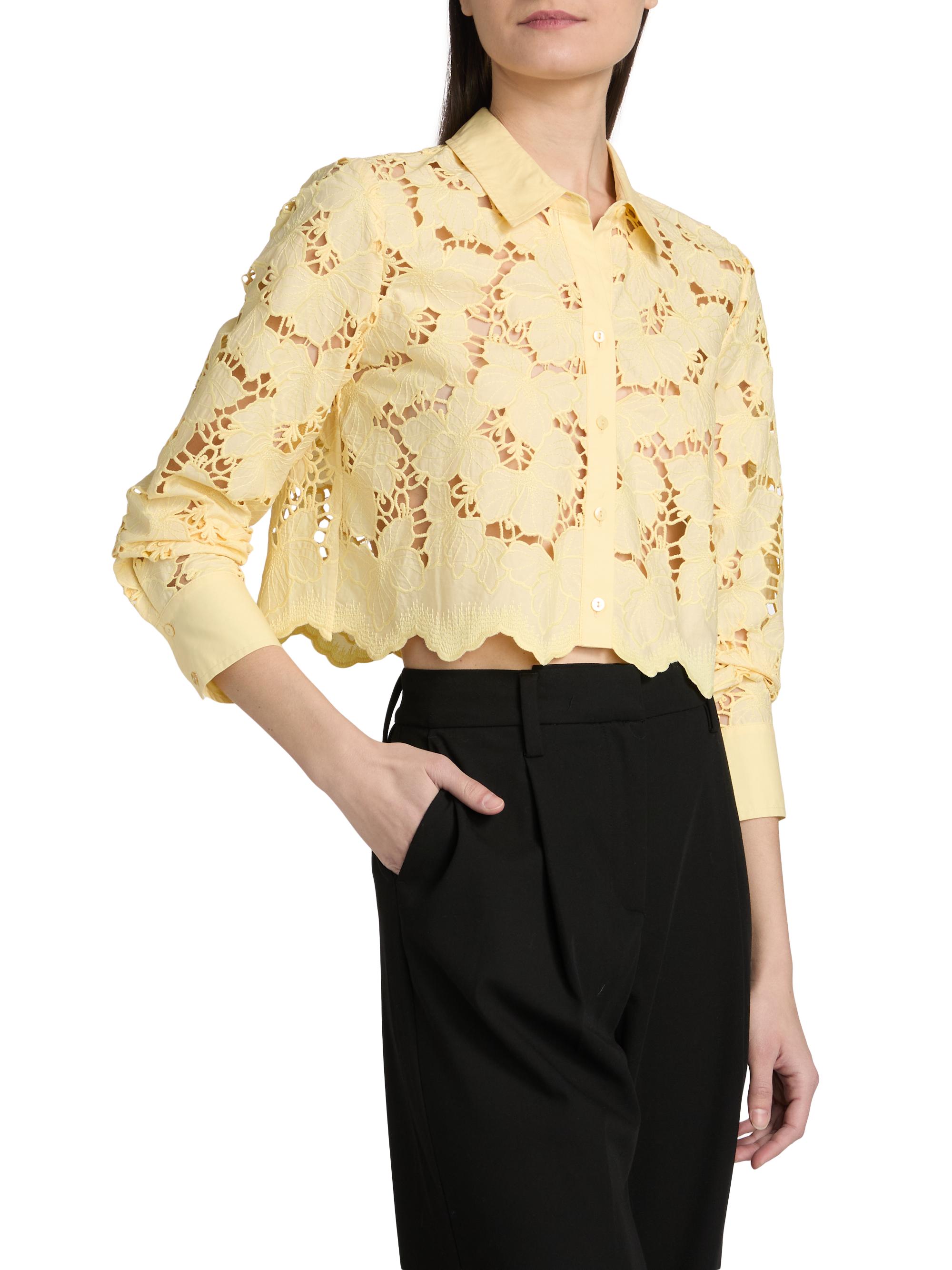 L'AGENCE Seychelle Floral Cotton Eyelet Crop Blouse | Saks Fifth