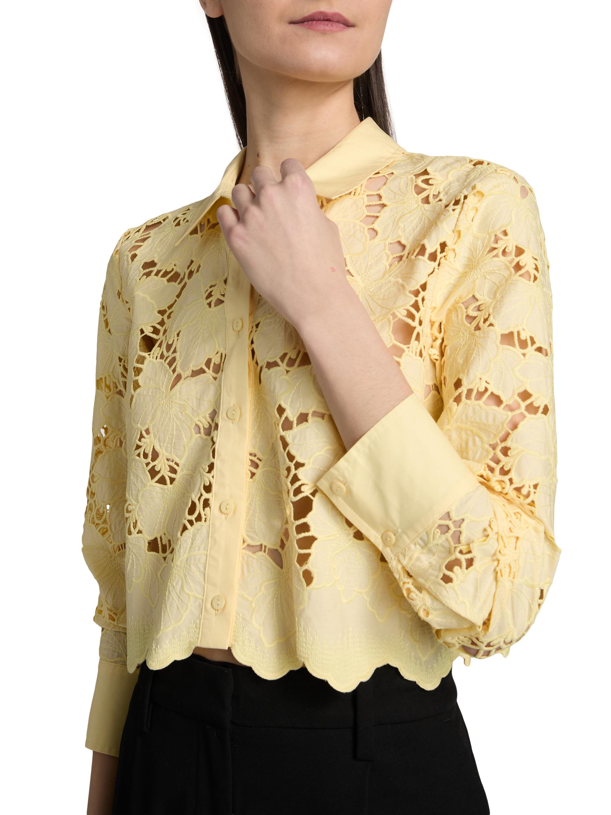 L'AGENCE Seychelle Floral Cotton Eyelet Crop Blouse | Saks Fifth