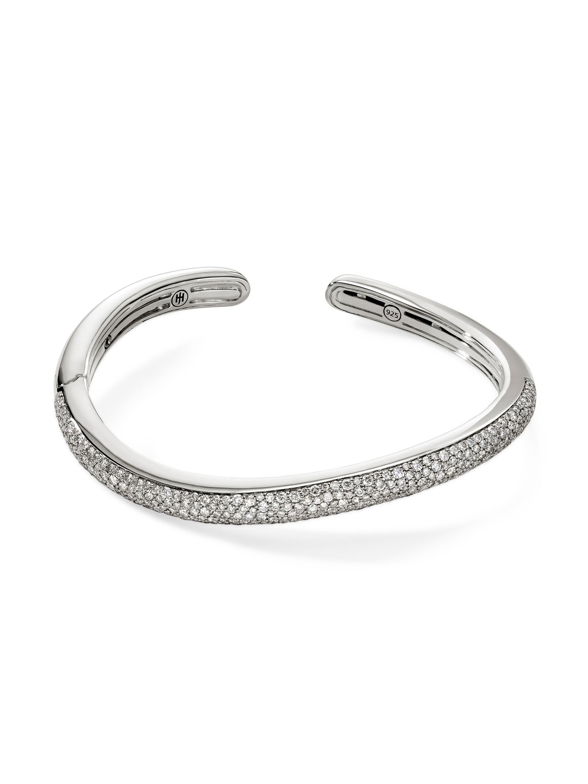 John Hardy Surf Sterling Silver & 2.87 TCW Diamond Hinged Cuff - Silver
