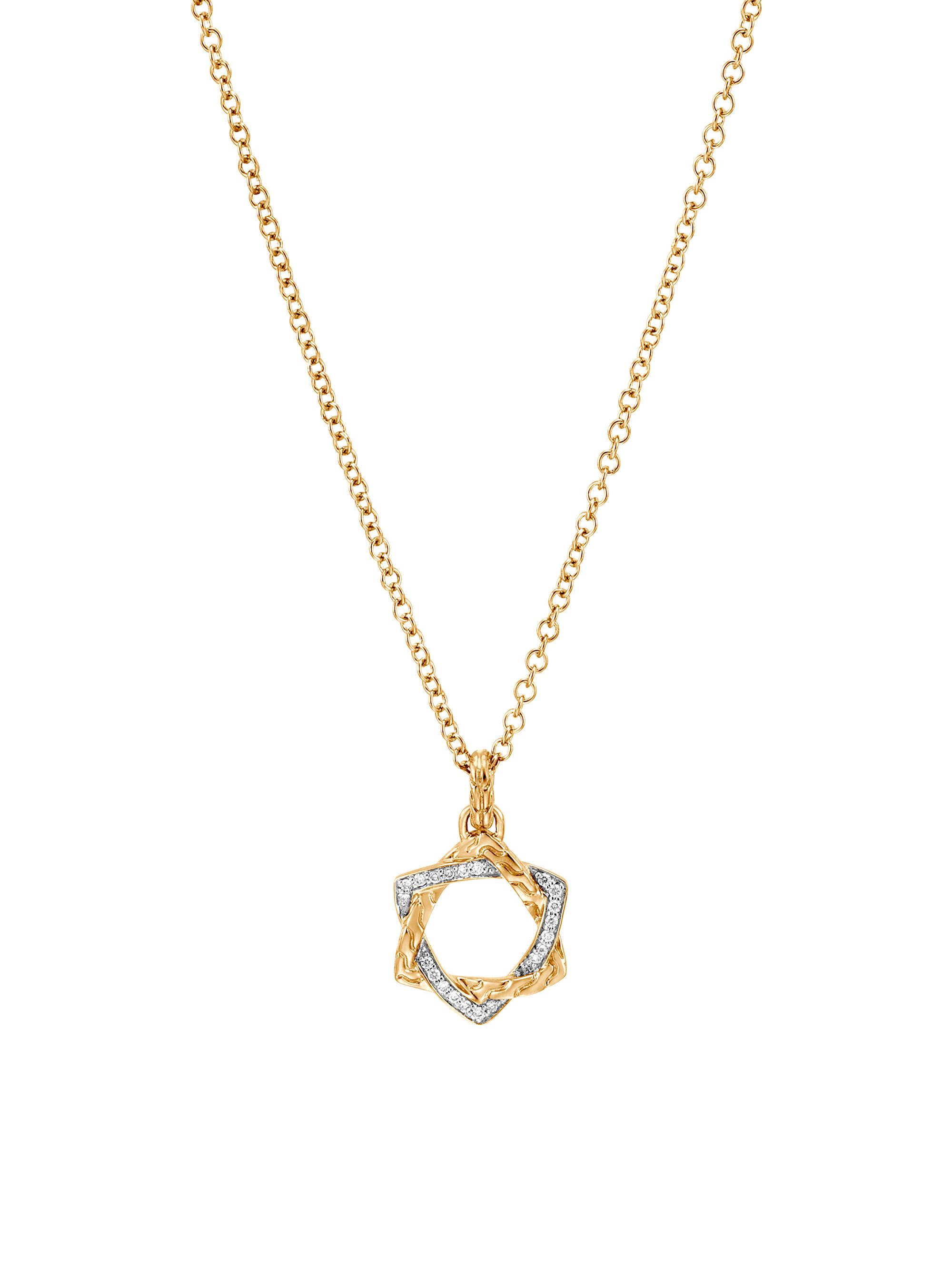 John Hardy Women's 18K Yellow Gold & 0.08 TCW Diamond Star Of David Pendant Necklace - Gold