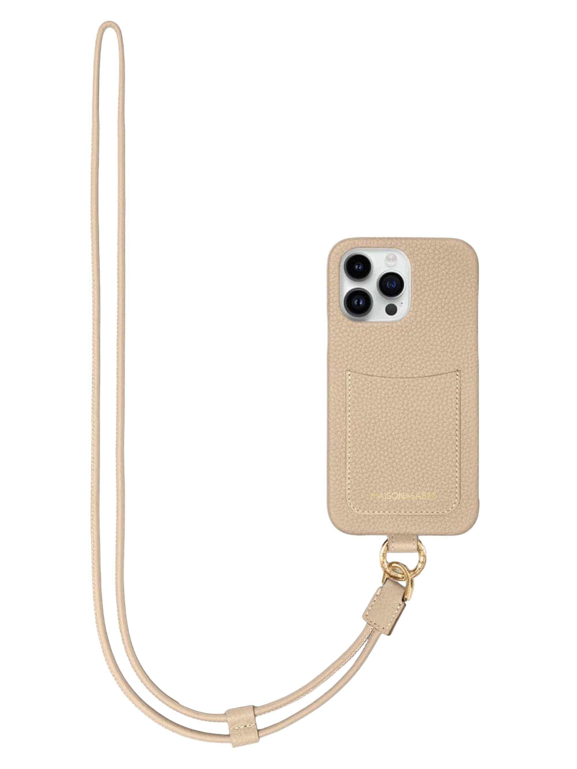 MAISON de SABRÉ ベージュ iPhone14ストラップ付ケース Customised Leather iPhone 14 Pro Cases – MAISON de SABRÉ