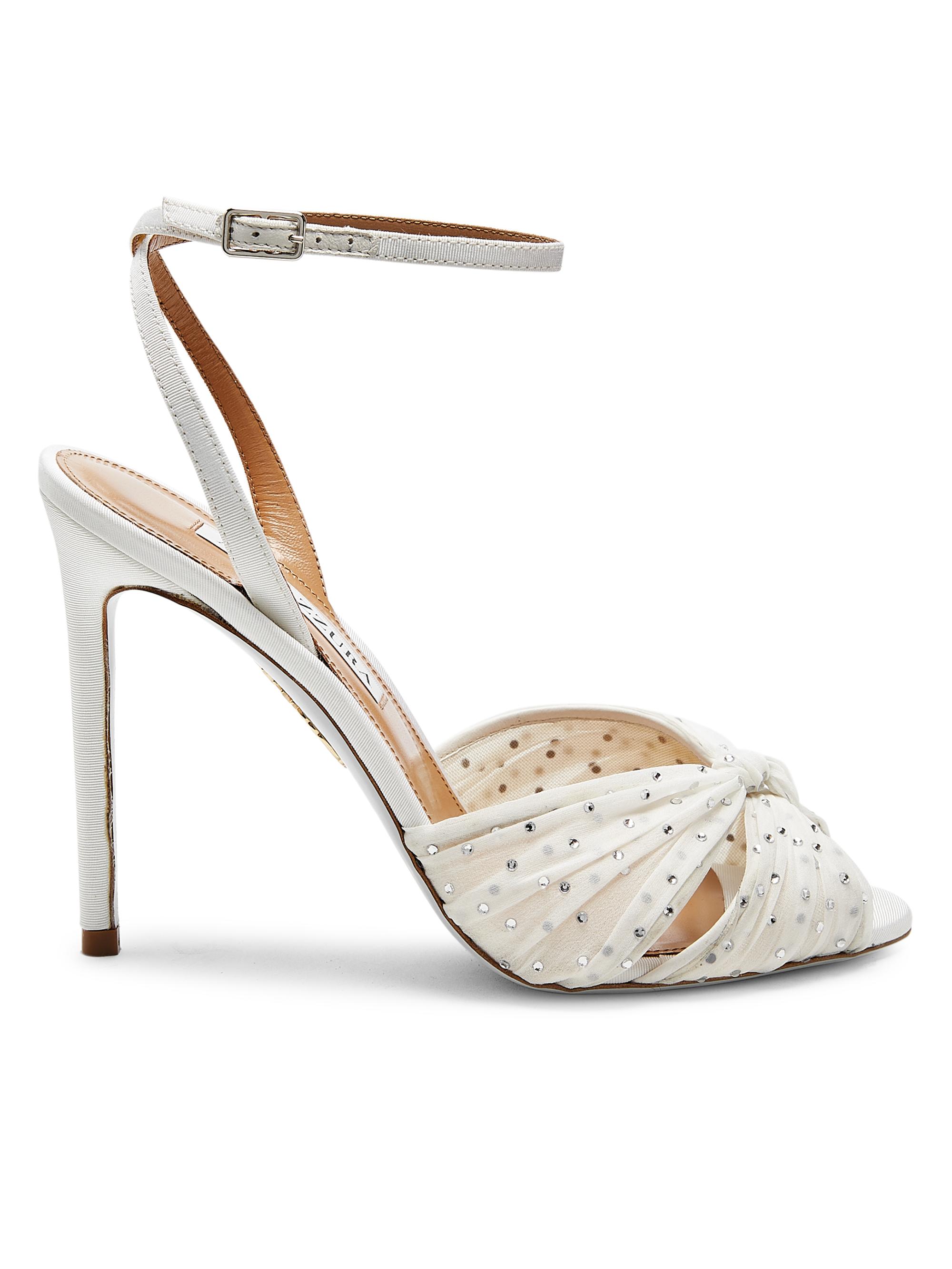 Aquazzura Women's Slow Kisses 105MM Crystal-Embellished Sandals - White