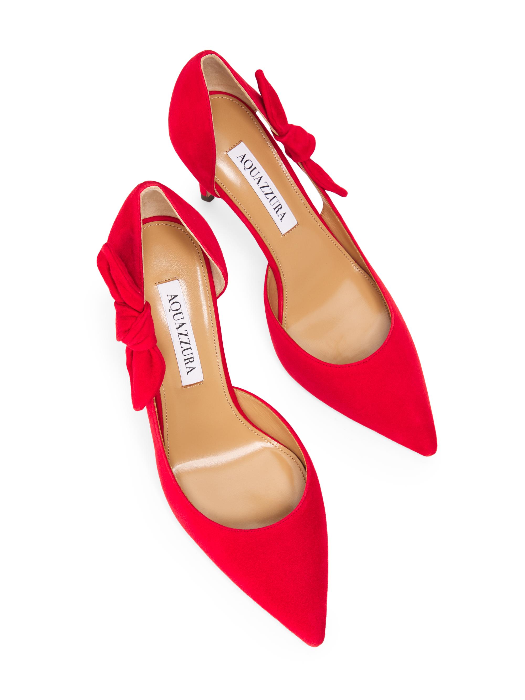 Aquazzura Very Bow Tie 85MM Suede D'Orsay Pumps Saks Fifth Avenue