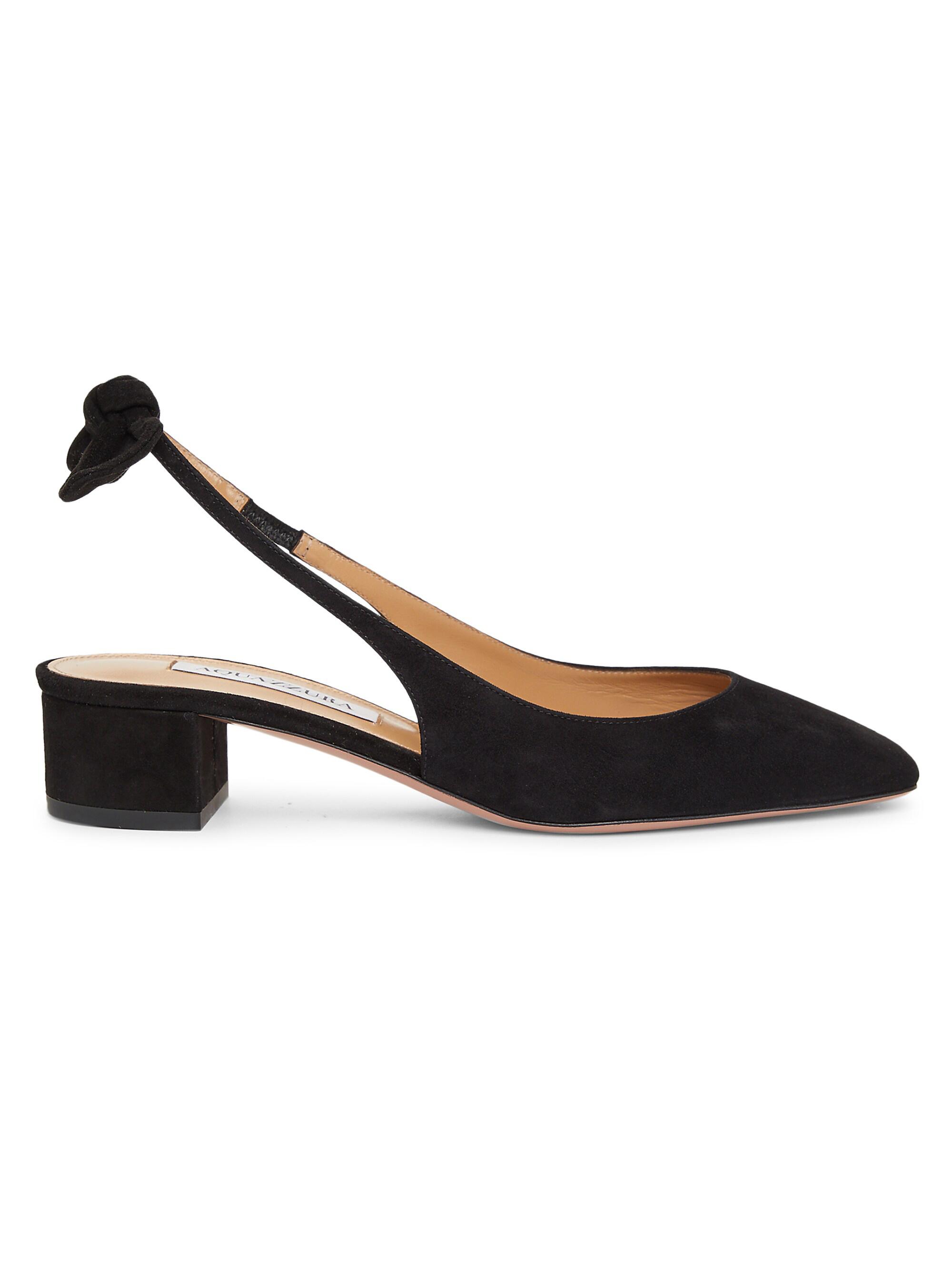 Aquazzura Women's Bow Tie 30MM Suede Slingback Pumps - Black