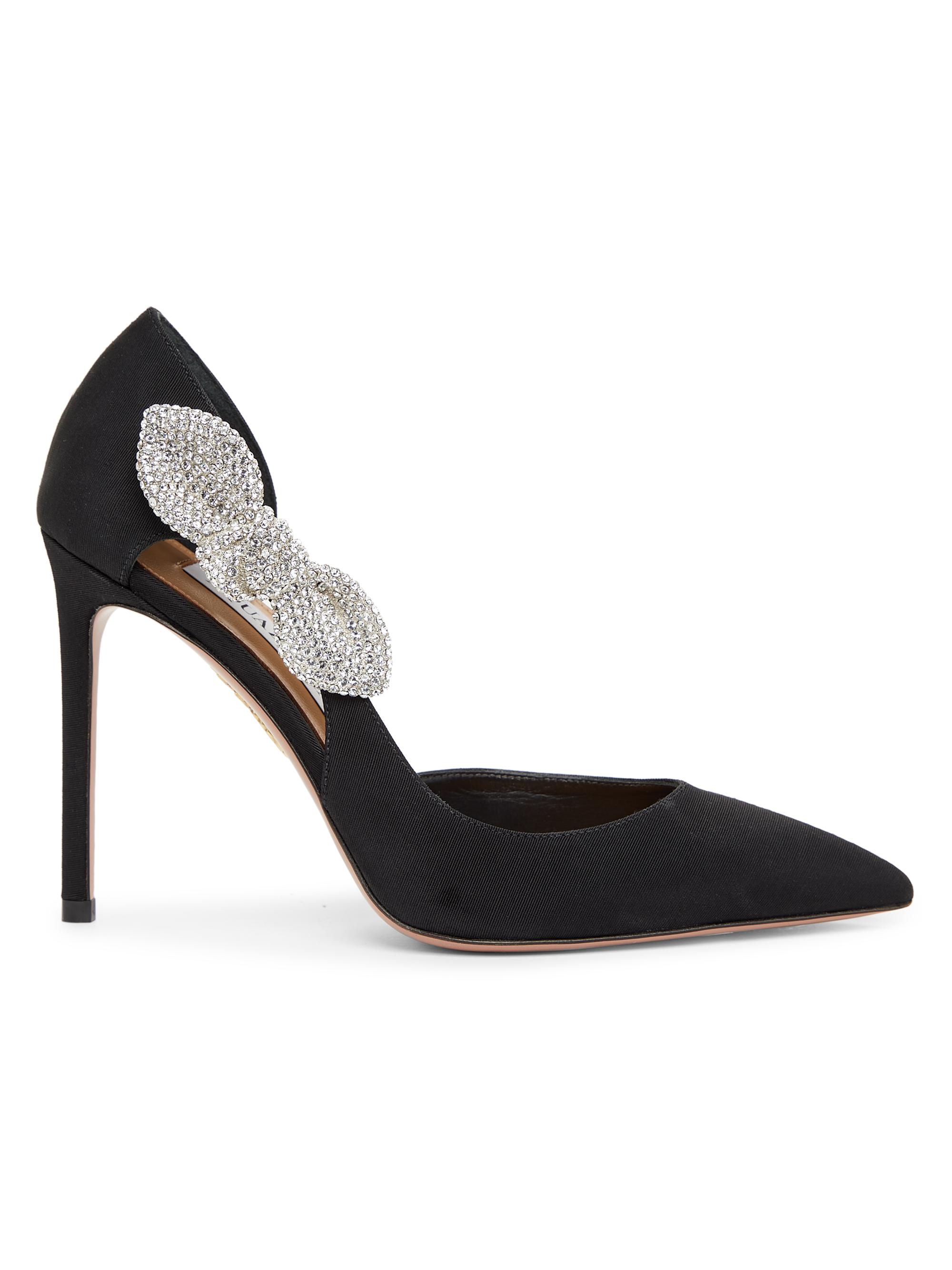 Aquazzura Women's Very Bow Tie 85MM Suede Pumps - Black