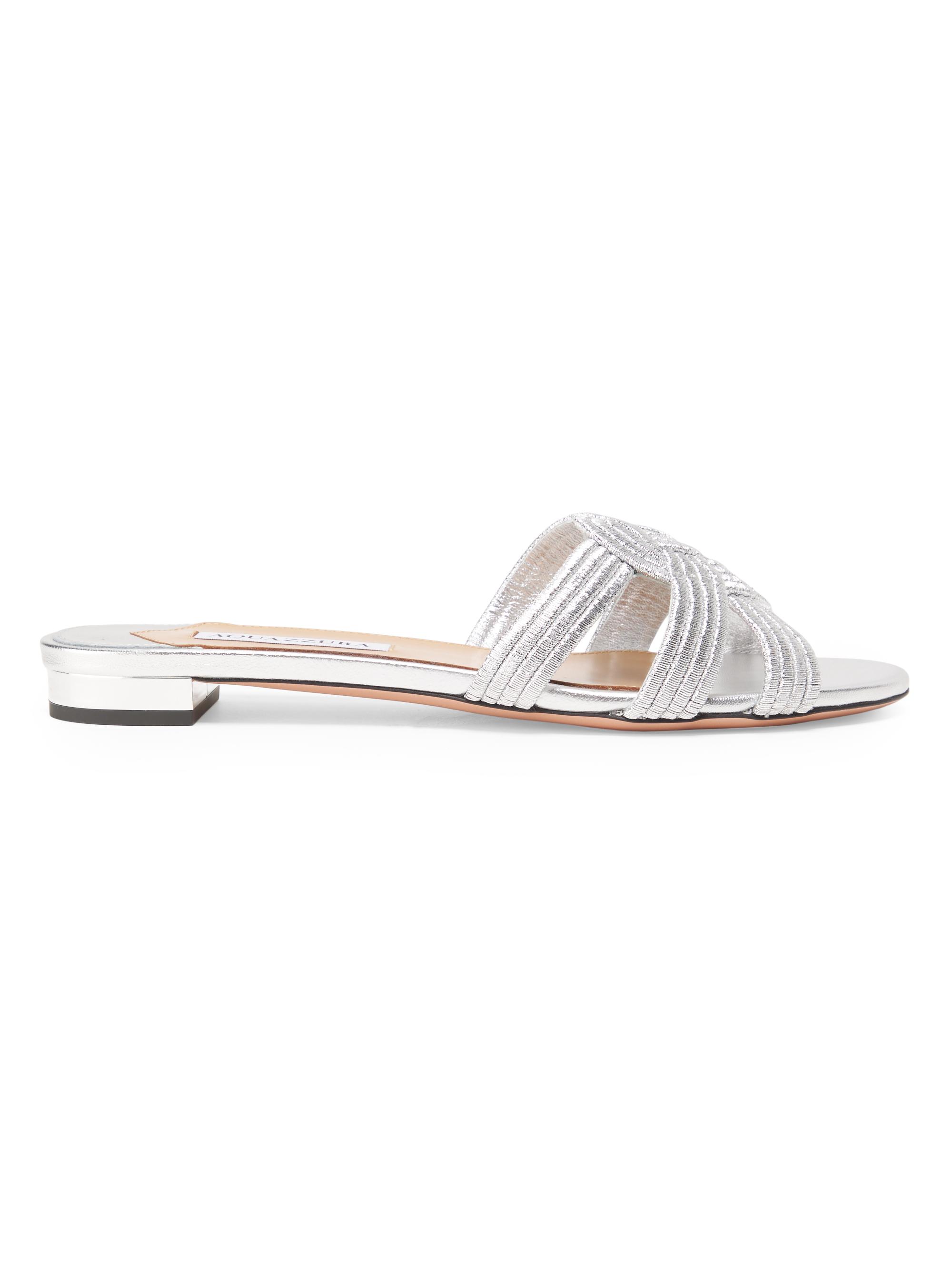 Aquazzura Women's Felix Leather Sandals - Silver