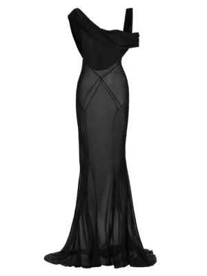 Kiki de Montparnasse Women's Maxim Silk One-Shoulder Dress - Black