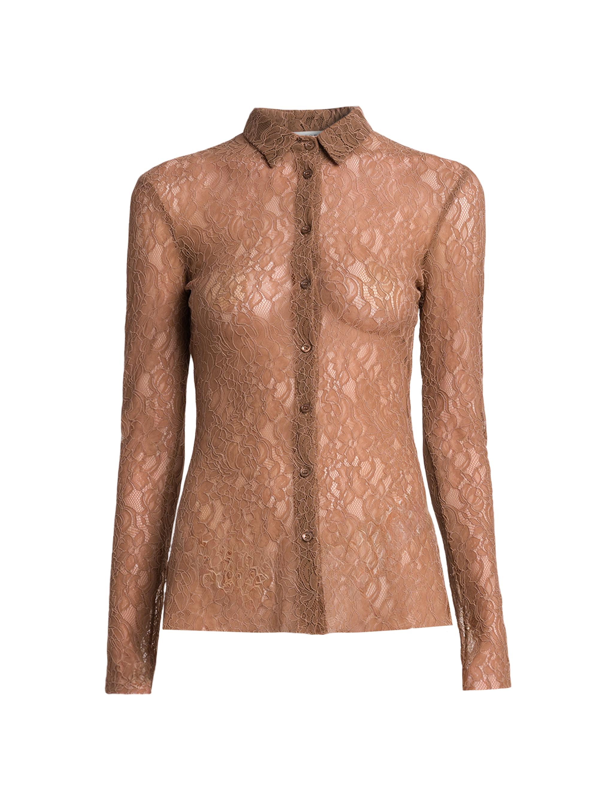 Philosophy di Lorenzo Serafini Women's Stretch Lace Long-Sleeve Shirt - Brown