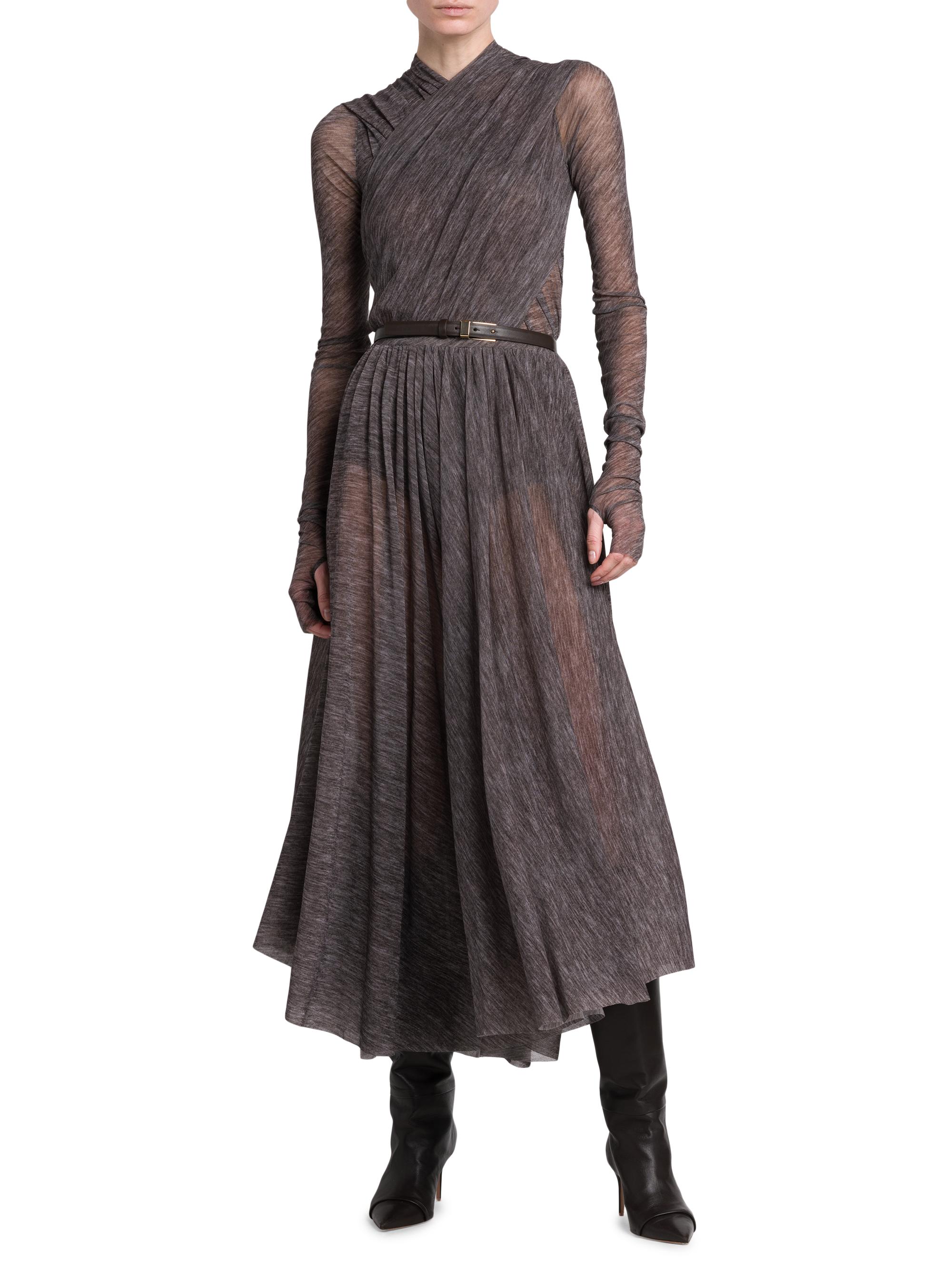 philosophy di lorenzo serafini asymmetrical tulle dress Philosophy di Lorenzo Serafini Stretch Tulle Dress With Cape Sleeves