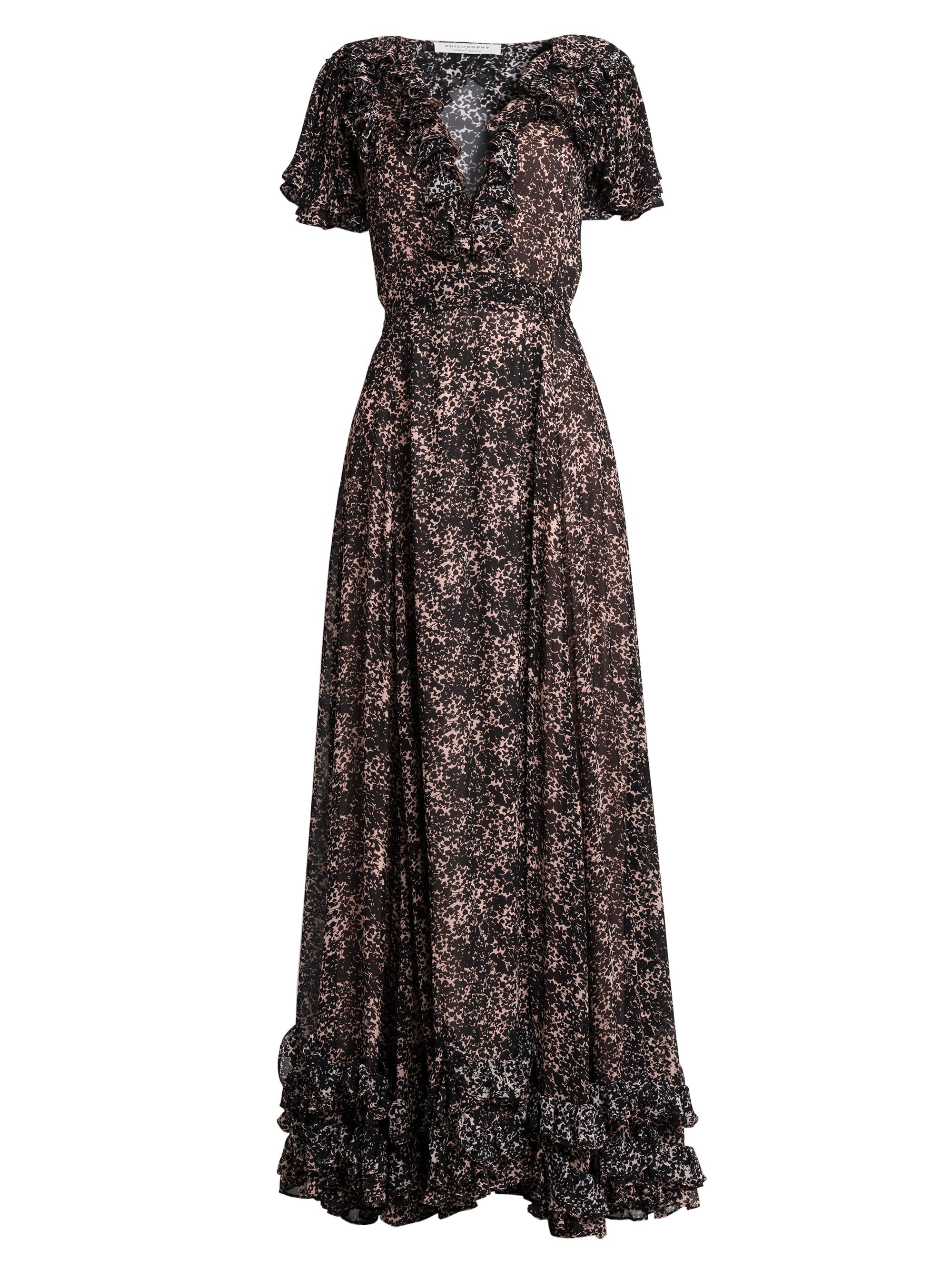 Philosophy di Lorenzo Serafini Women's Printed Georgette Ruffled Gown - Multi Black