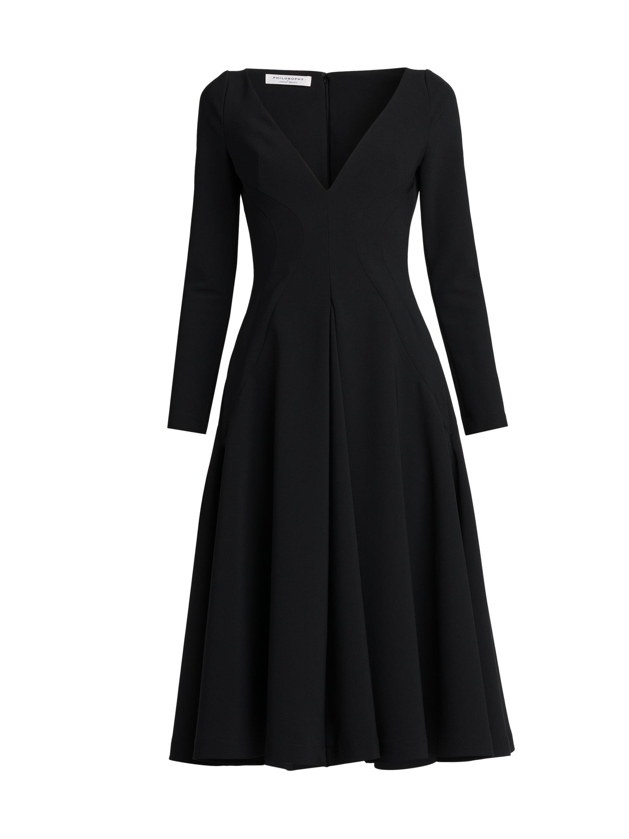 Philosophy di Lorenzo Serafini Women's Crepe V-Neck A-Line Dress - Black