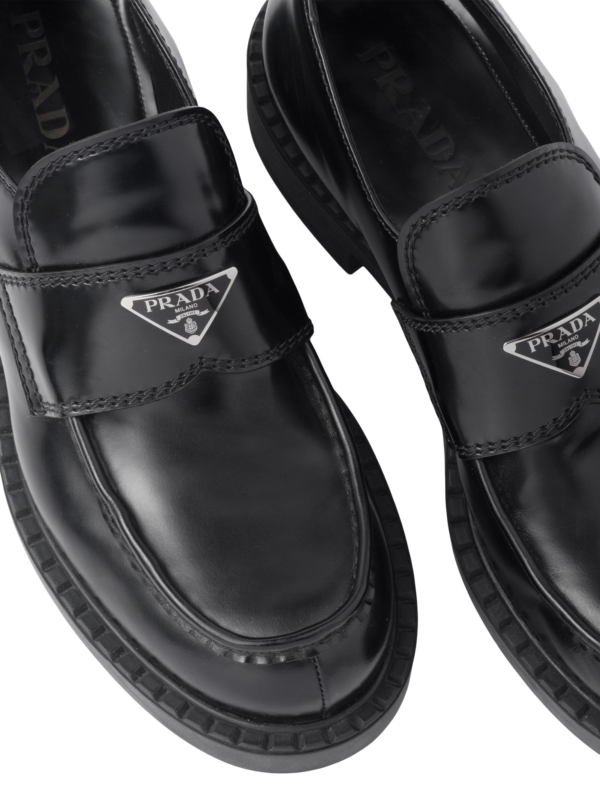 【国内発送】PRADA brushed leather loafers with l ring Prada Brushed Leather Loafers | Saks Fifth Avenue