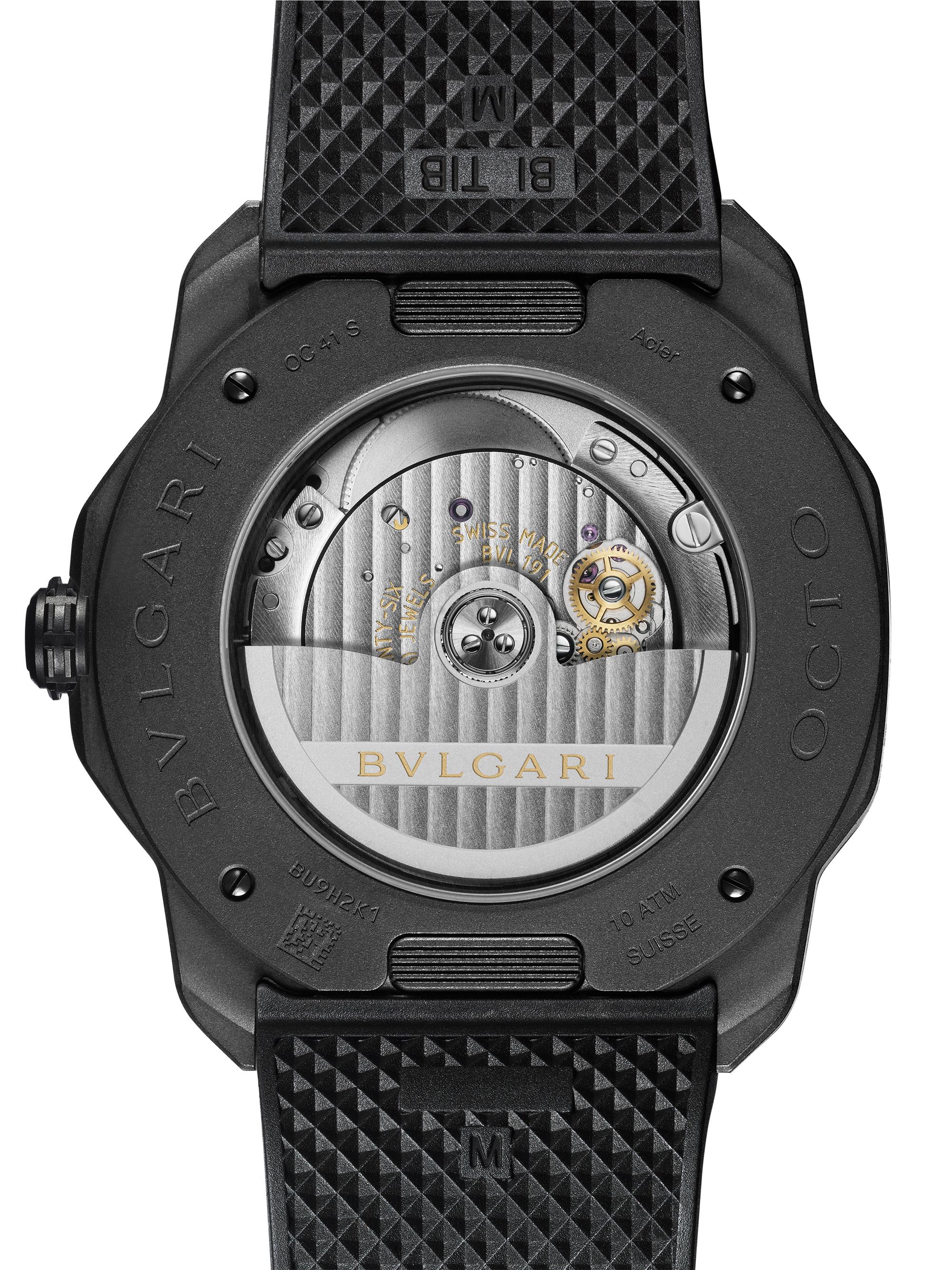 BVLGARI Octo Roma Black Stainless Steel, Rubber & Alligator