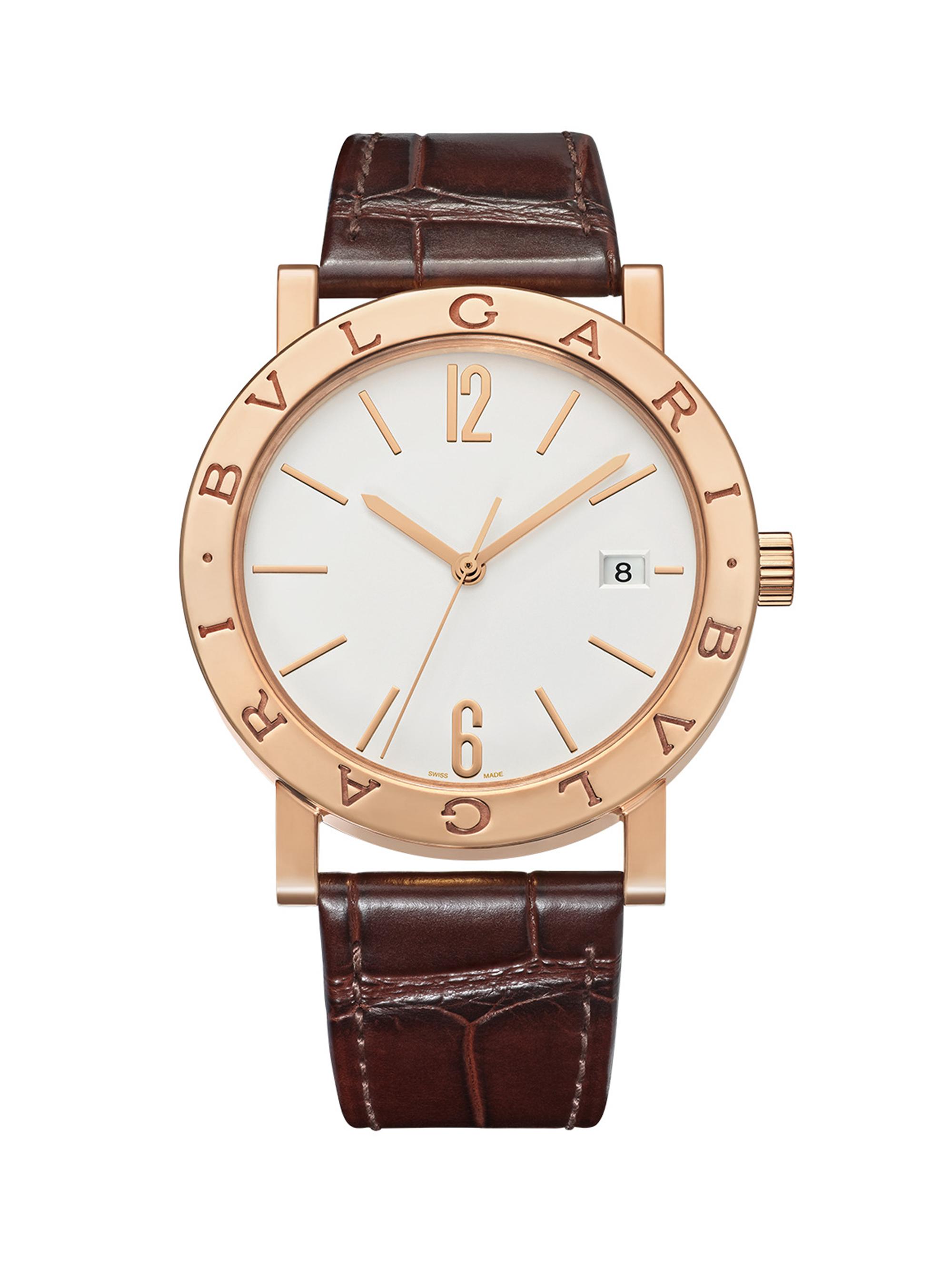 bvlgari 時計 BVLGARI BVLGARI BVLGARI 18K Rose Gold & Alligator Leather Strap