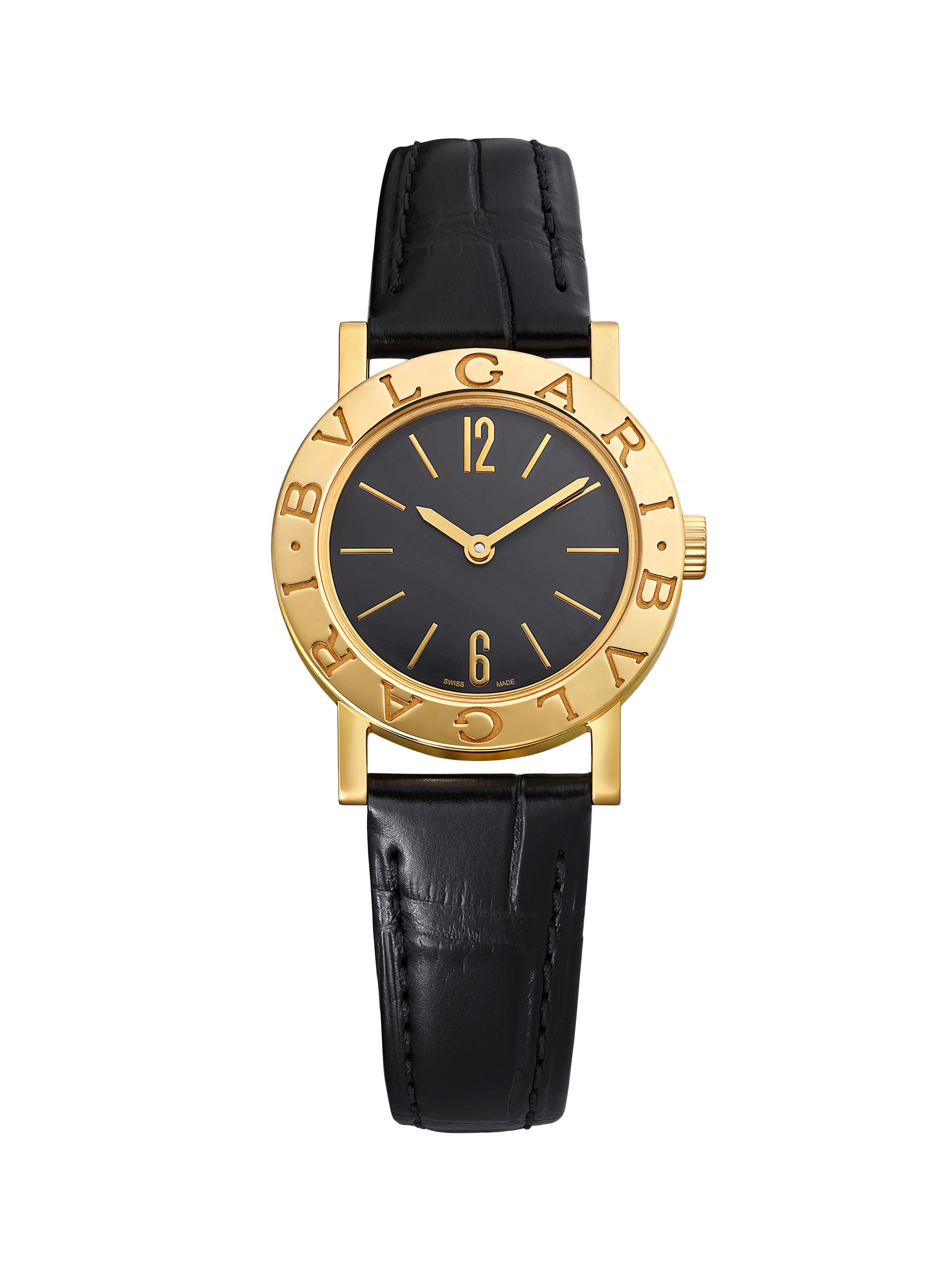 BVLGARI Women's   18K Yellow Gold & Leather Strap Watch/26MM - Black