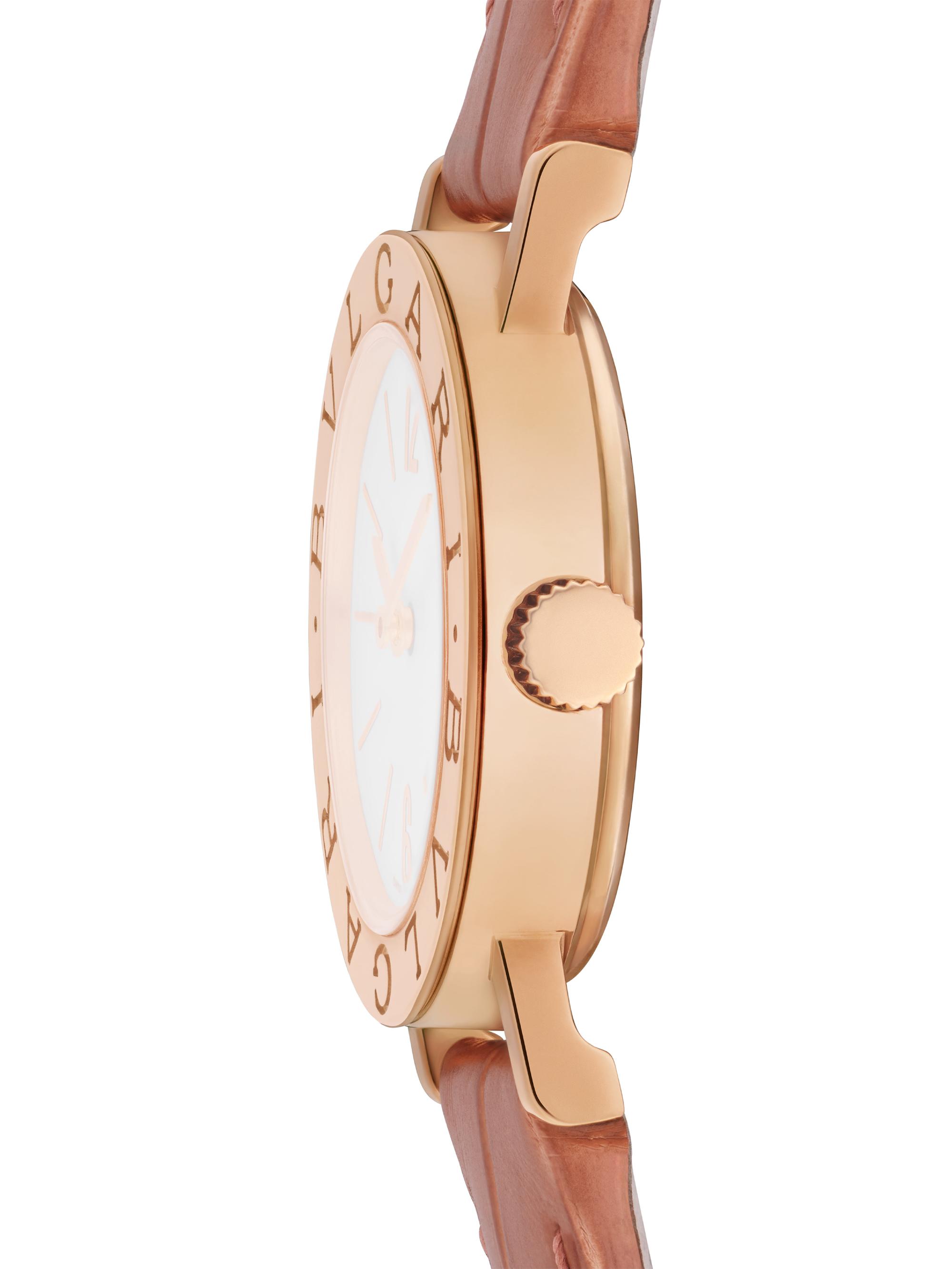 BVLGARI BVLGARI BVLGARI 18K Rose Gold & Alligator Leather Strap