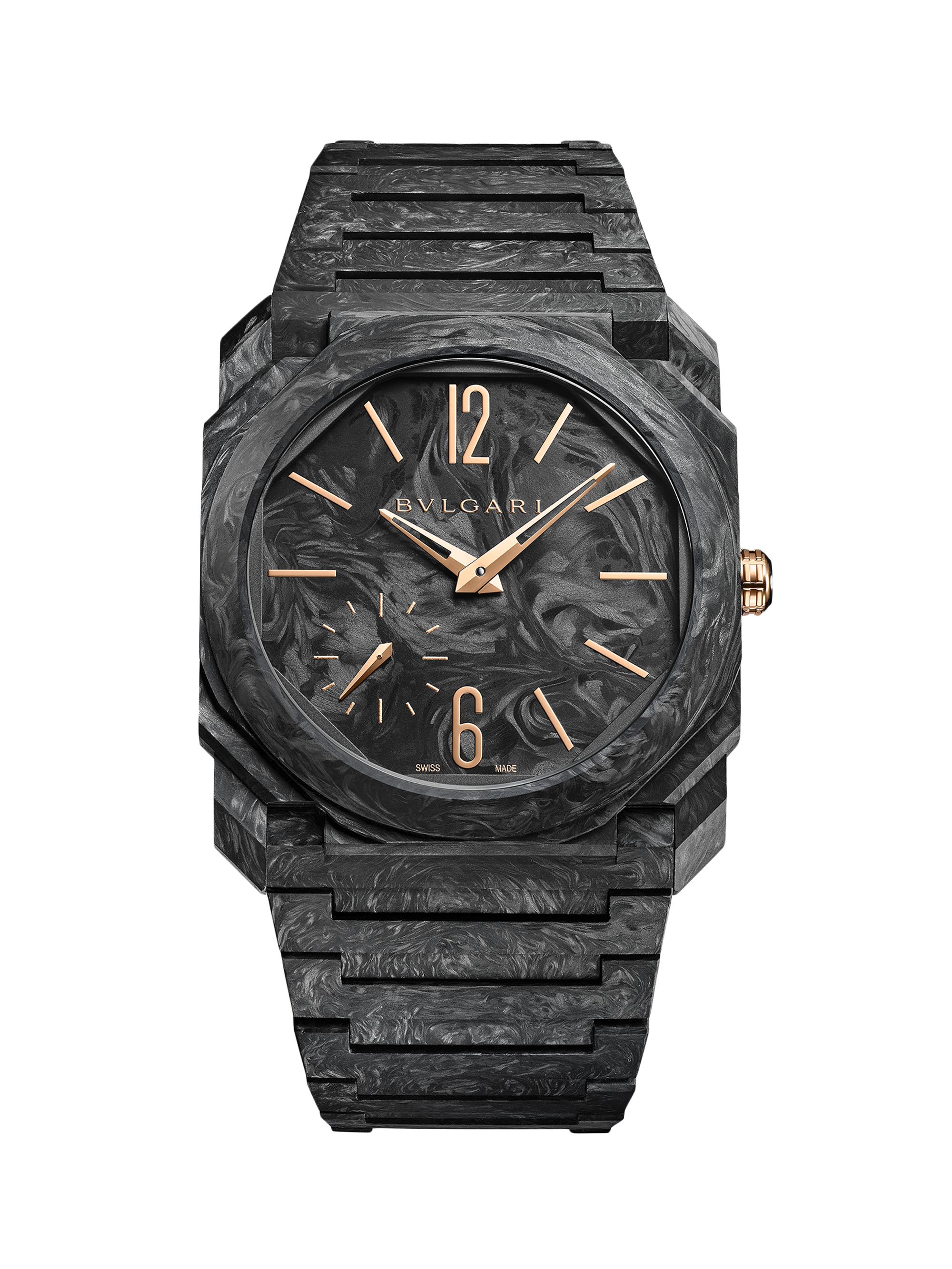 BVLGARI Men's Octo Finissimo Carbon & 18K Rose Gold Bracelet Watch/40MM - Black