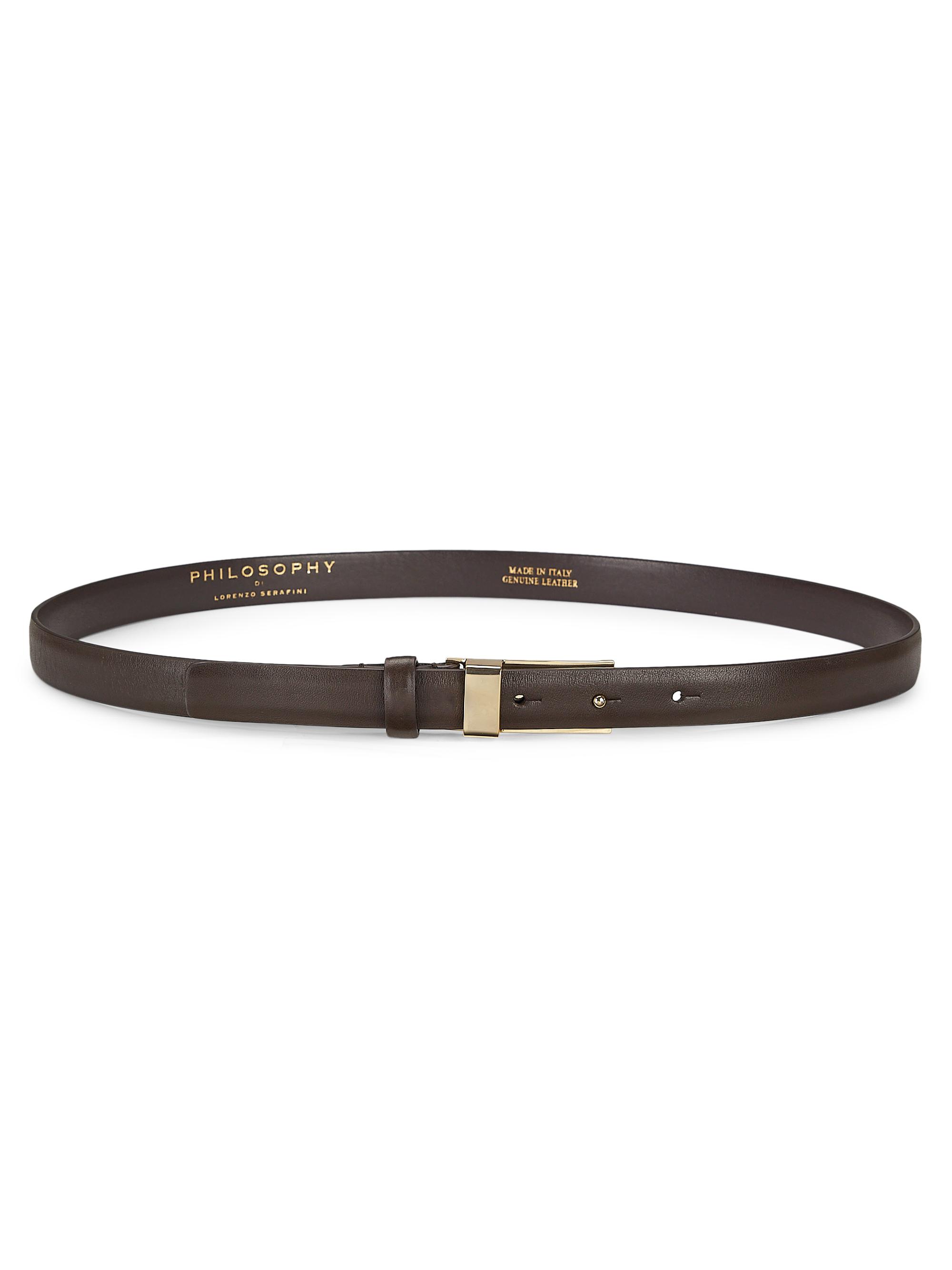 Philosophy di Lorenzo Serafini Women's Leather Skinny Belt - Brown