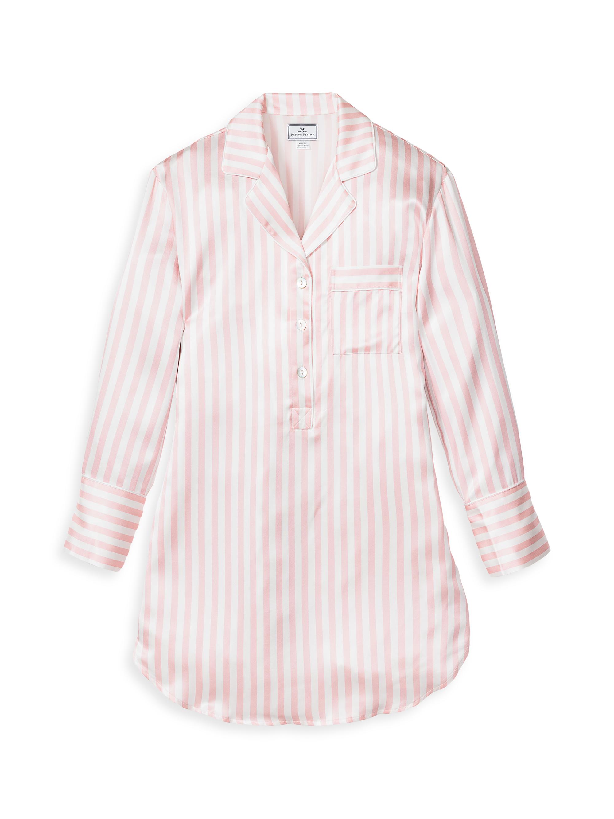 Petite Plume Mulberry Silk Striped Nightshirt - Pink Stripe