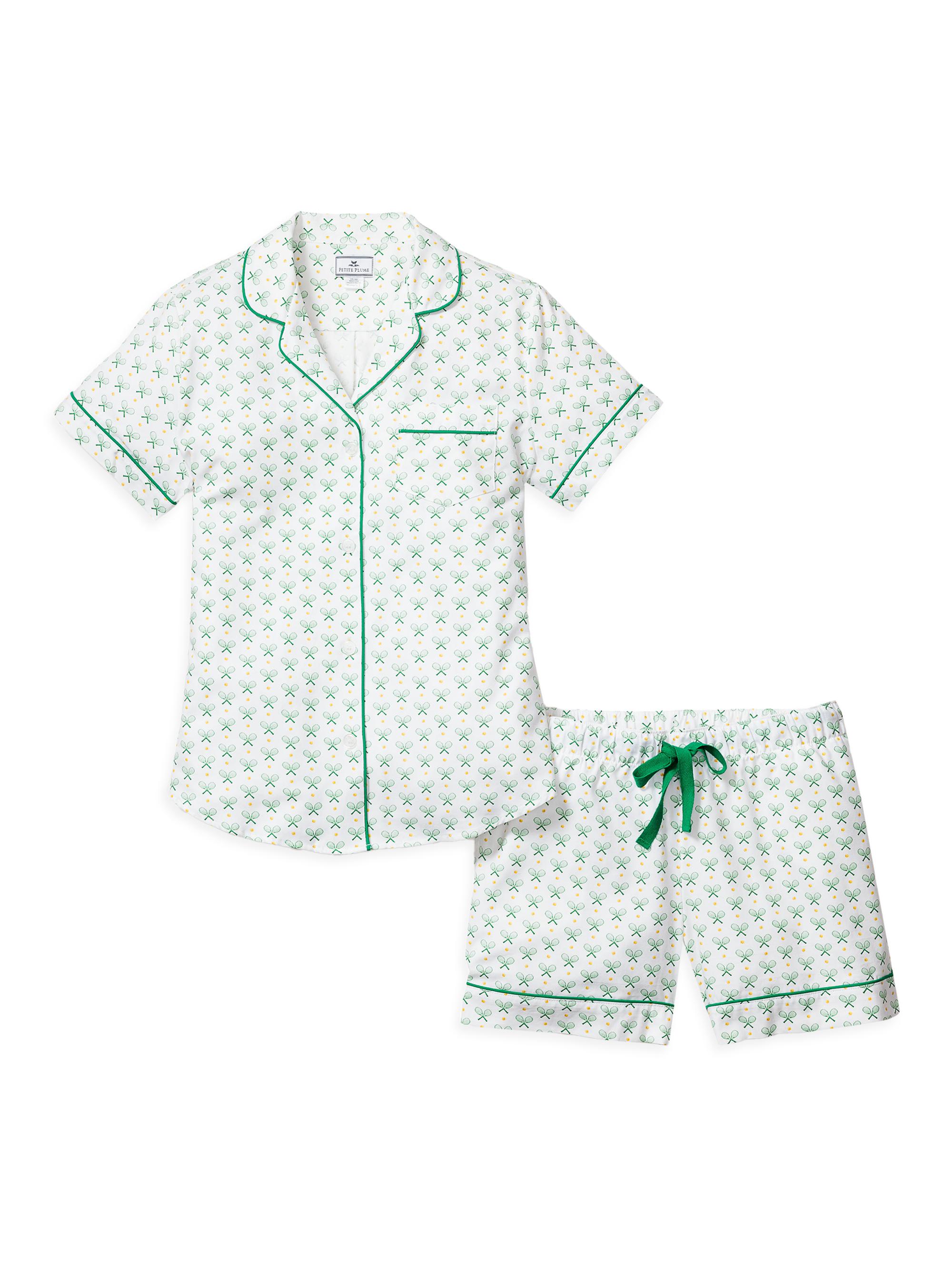 Petite Plume Match Point Short Sleeve Shirt & Shorts Pajama Set - Match Point