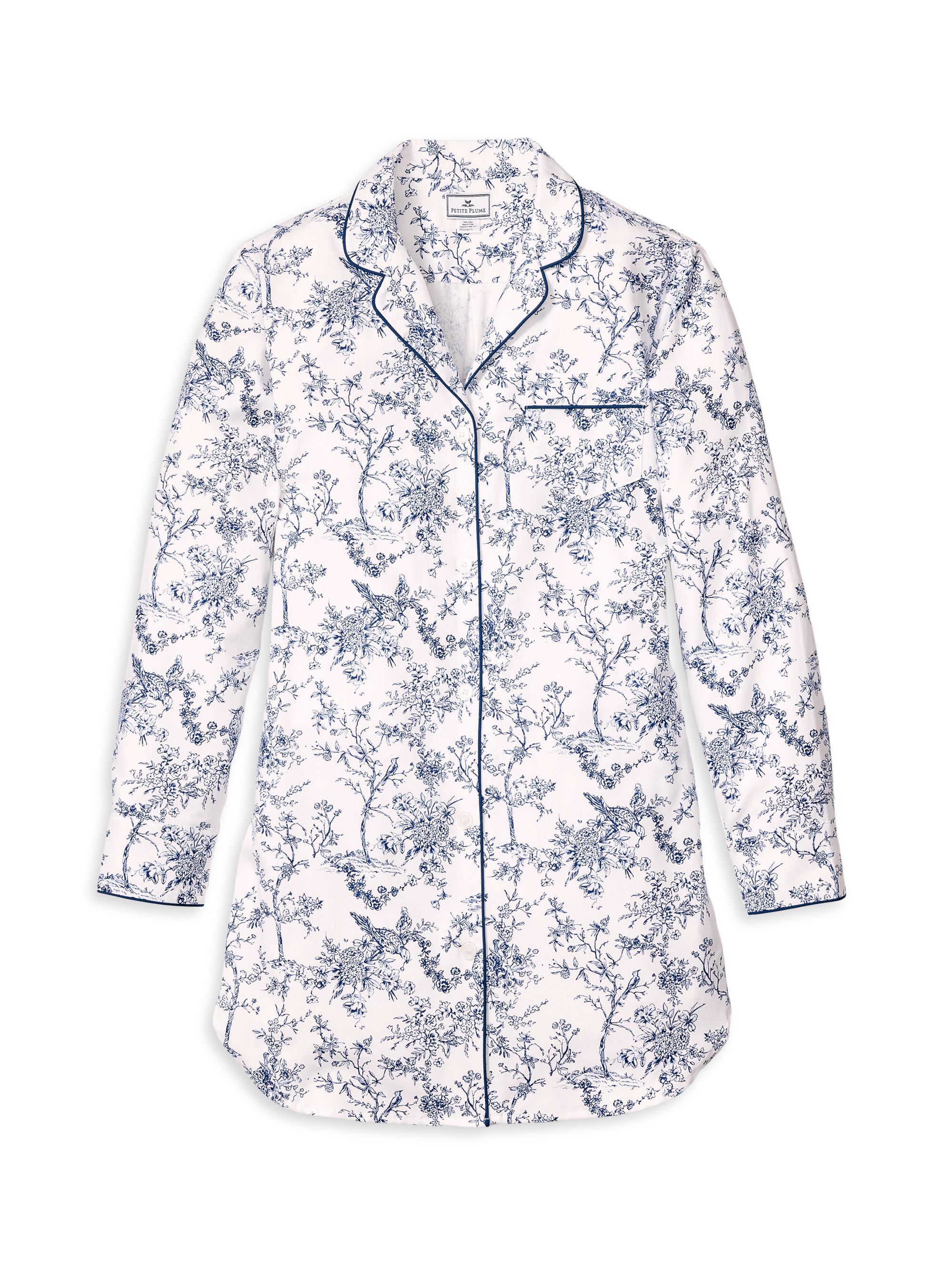 Petite Plume Timeless Toile Floral Cotton Pajama Shirt - Timeless Toile
