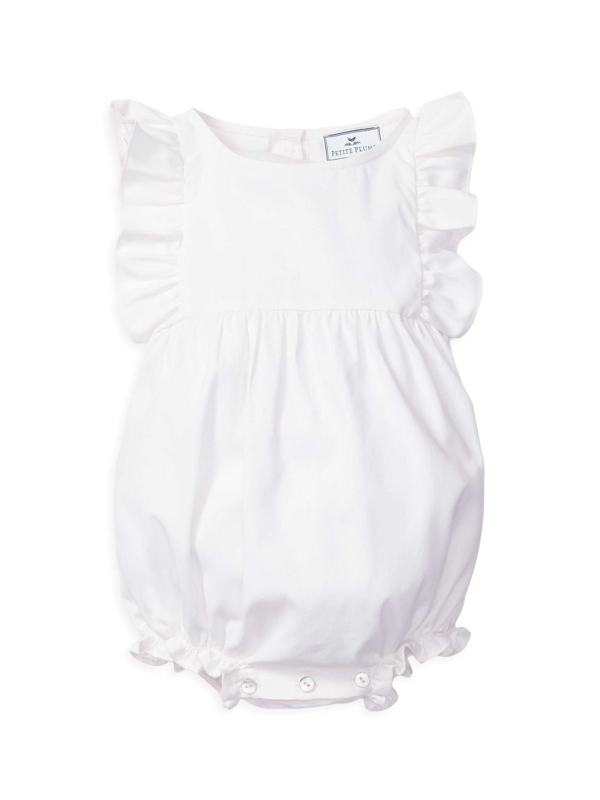 Petite Plume Baby Girl's Ruffle-Trimmed Bubble Romper - White 6 Months | Thumbnail 4