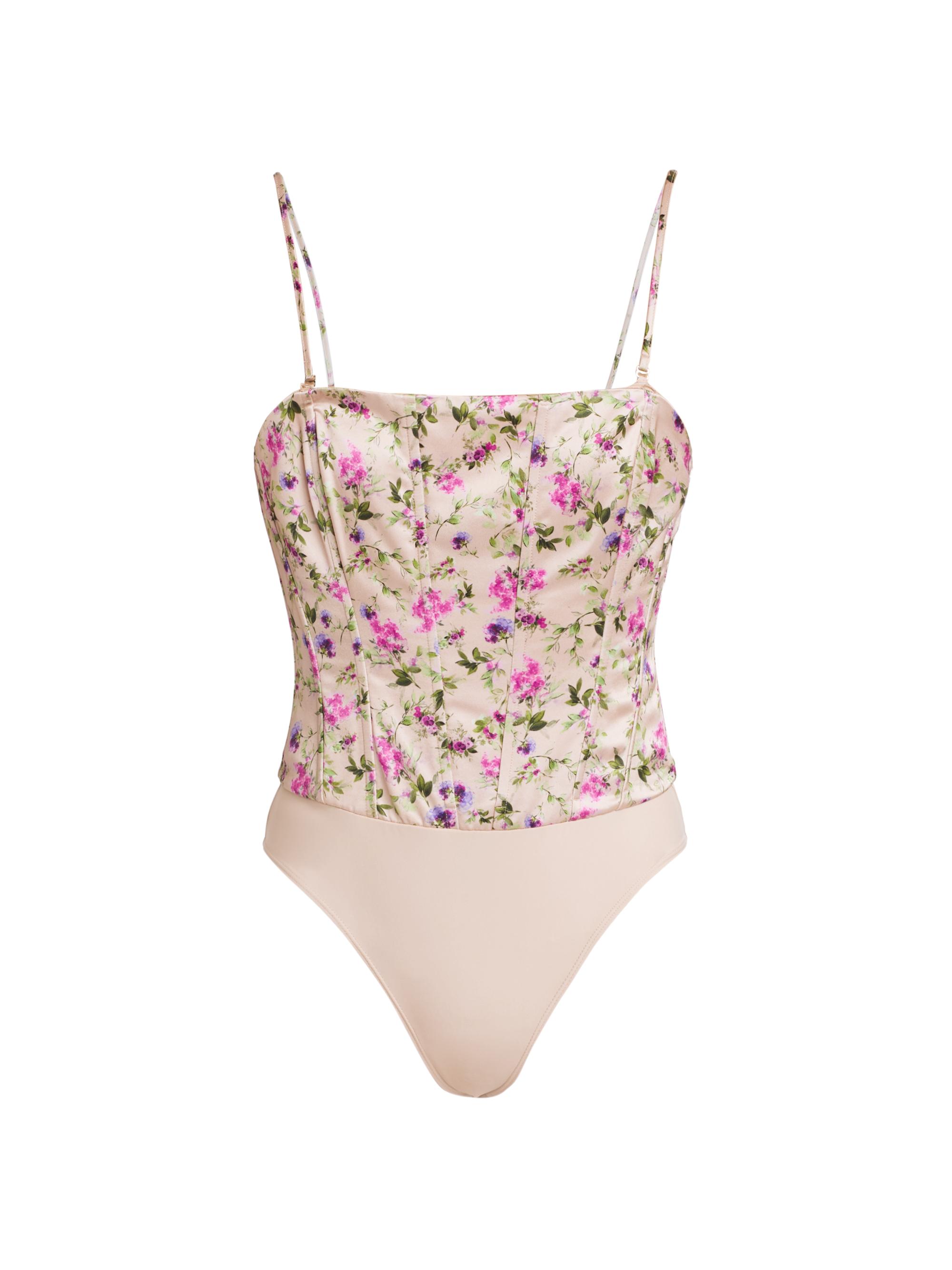 Cami NYC Women's Tamara Floral Corset Bodysuit - Spring Geranium
