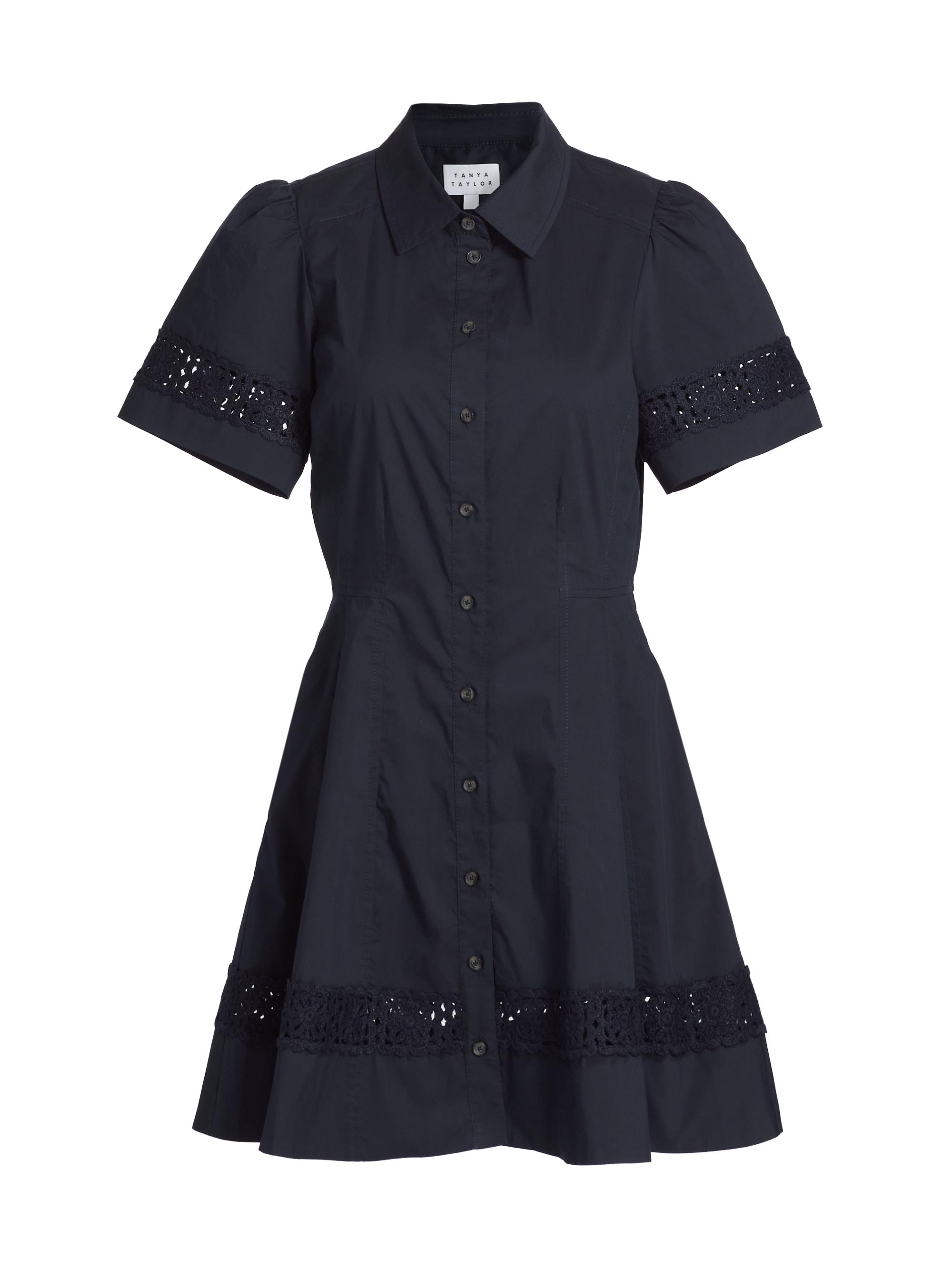 Tanya Taylor Women's Corinne Crochet-Trim Mini Shirtdress - Midnight