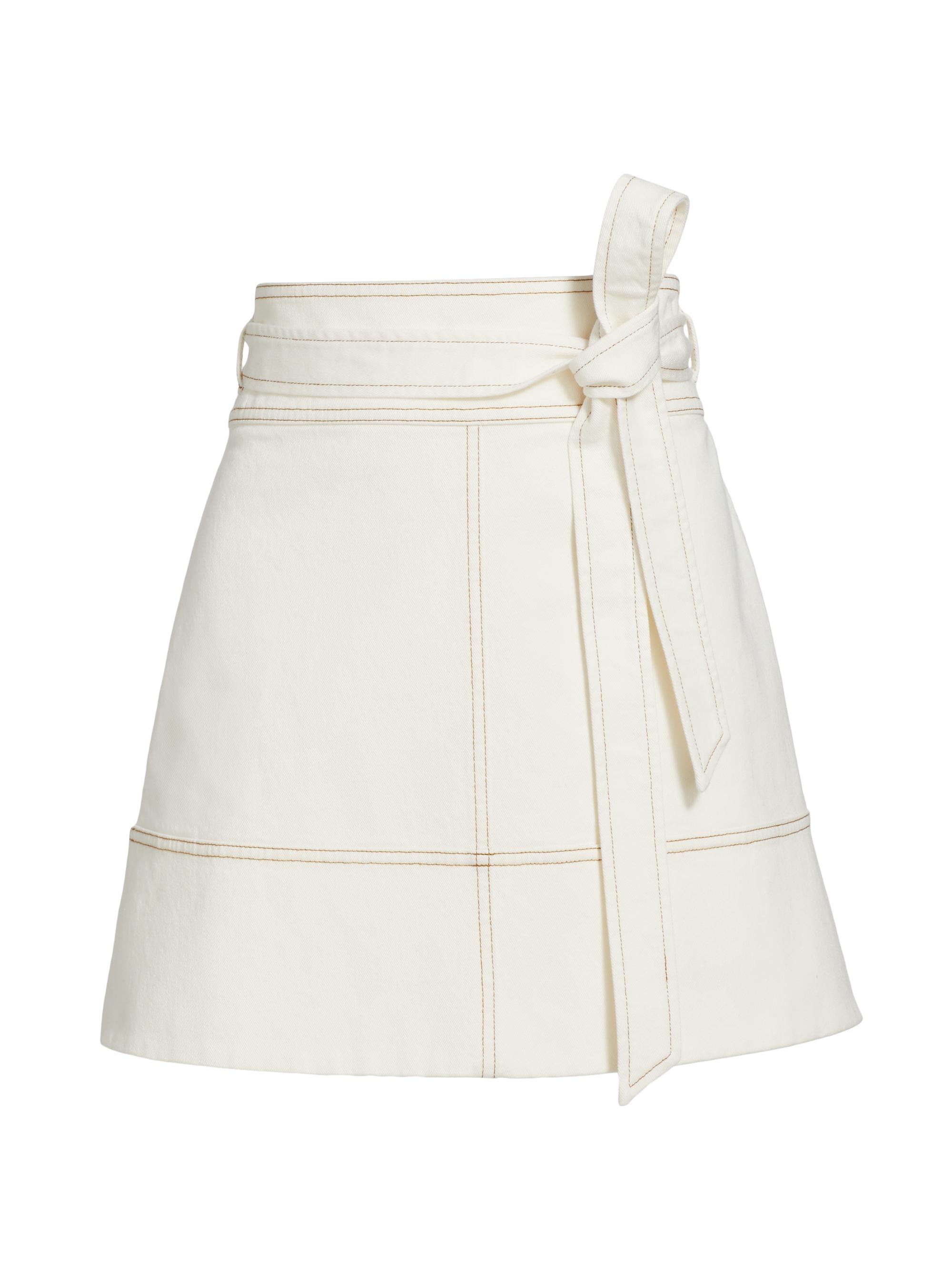 Tanya Taylor Courtney Denim Tie-Waist A-Line Skirt | Saks Fifth Avenue
