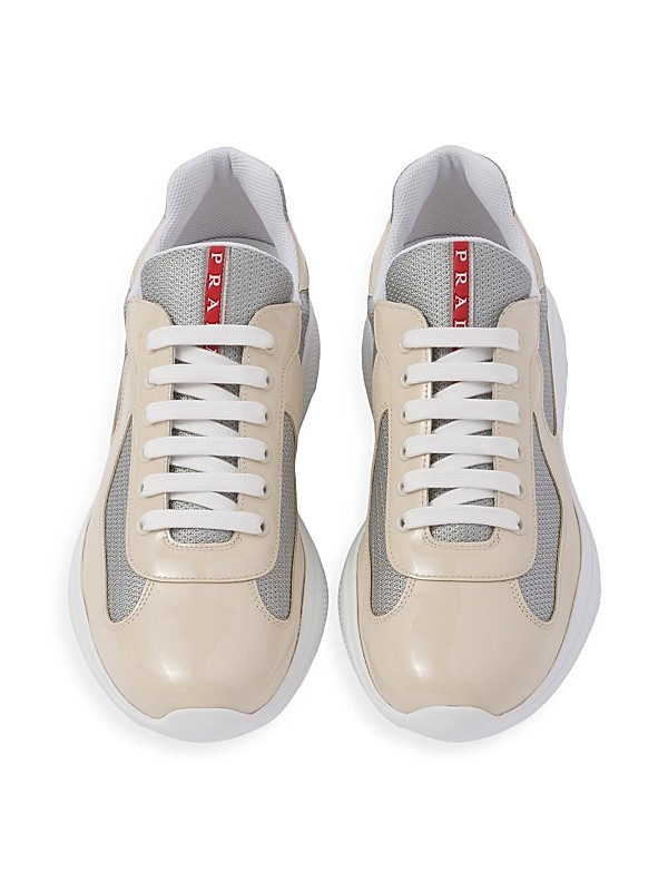 Shop Prada Men's America's Cup Patent Leather Sneakers Shop Prada Men's America's Cup Patent Leather Sneakers