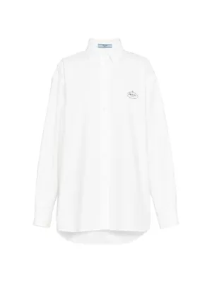 Prada lace-detail cotton shirt - White