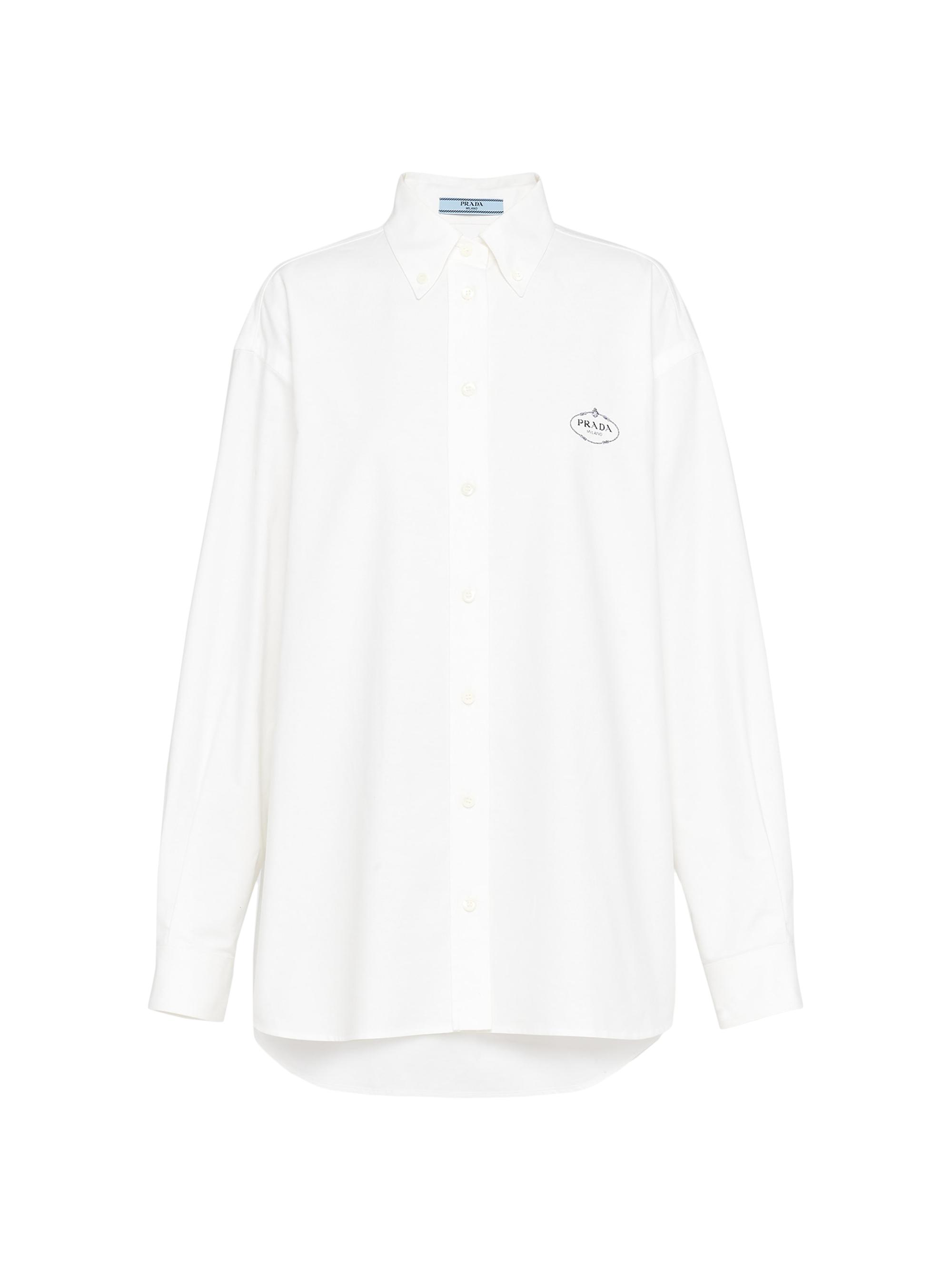 Prada lace-detail cotton shirt - White