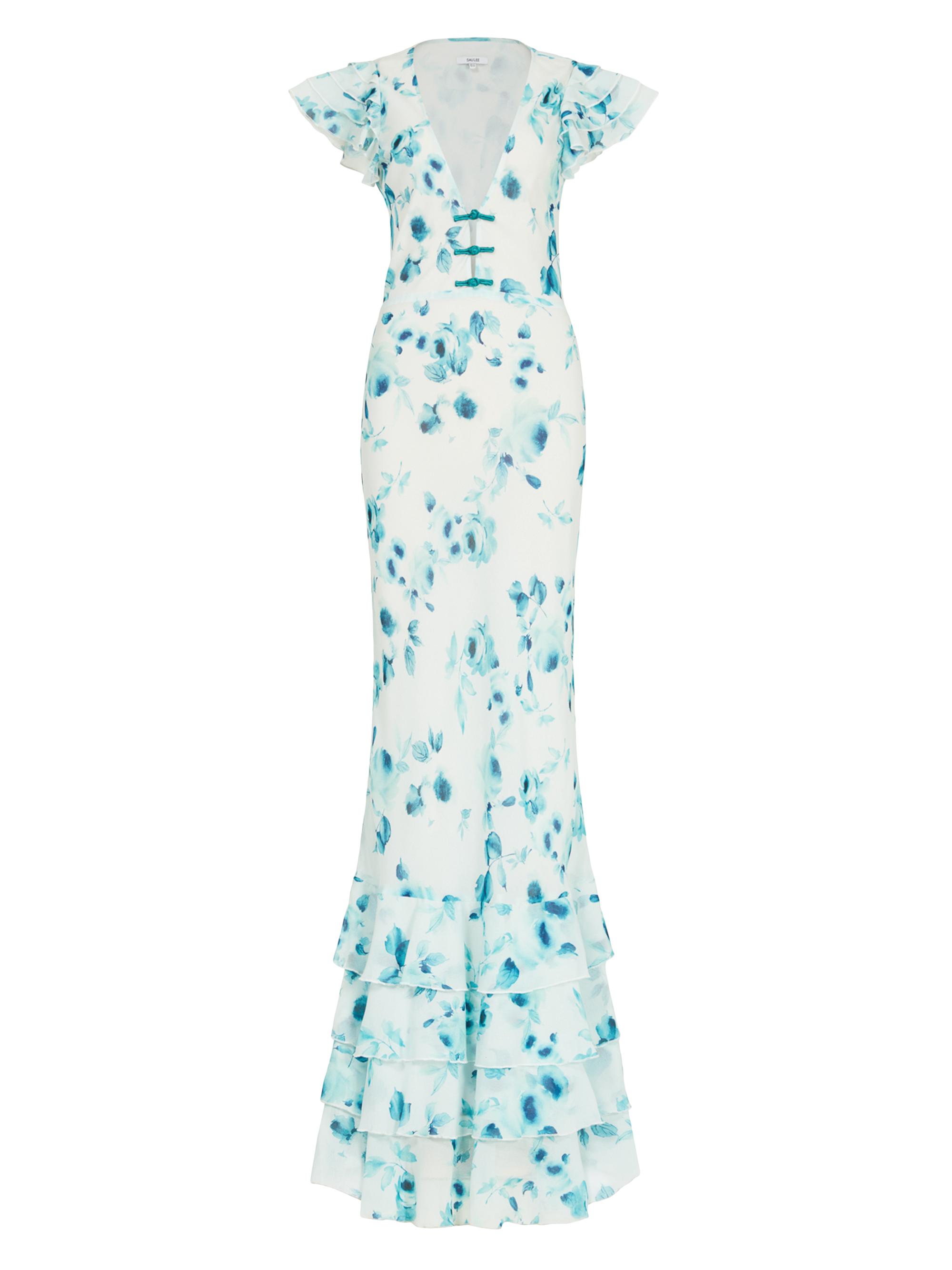 Sau Lee Women's Greta Ruffled Floral Dress - Mint Multi