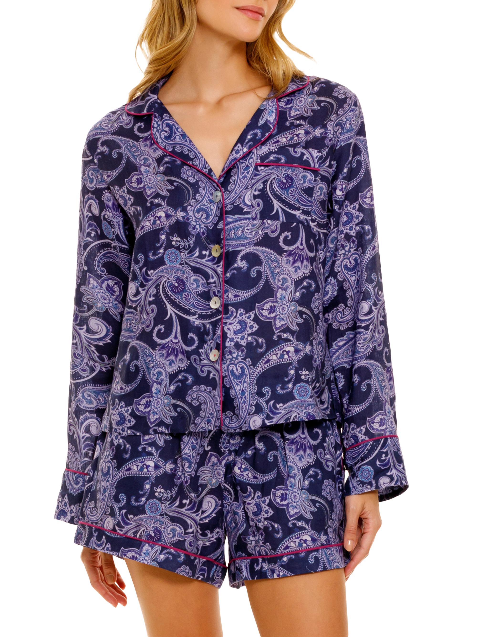 The Lazy Poet Women's Summer Soirée Vera 2-Piece Linen Pajama Set - Blue