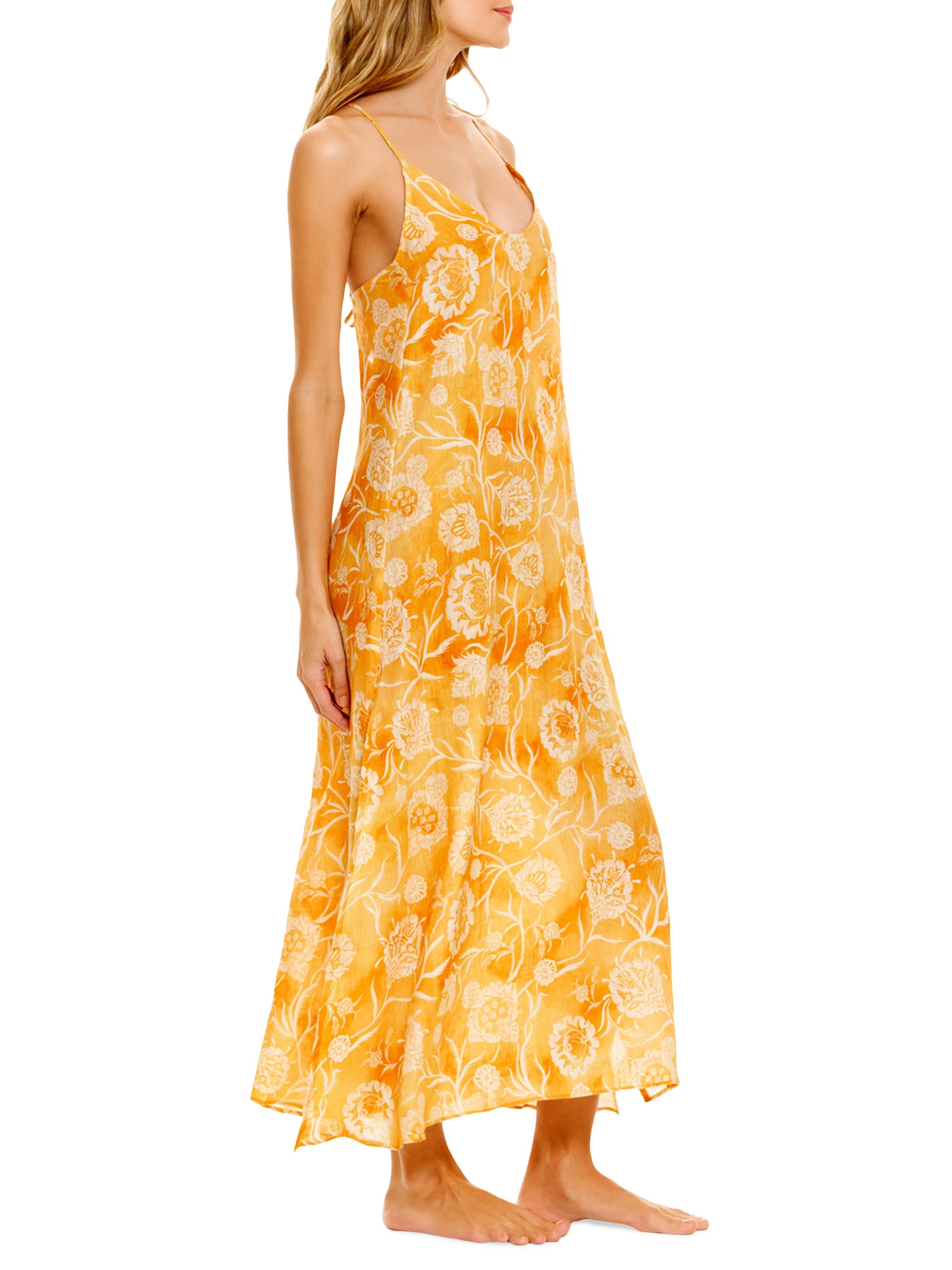 The Lazy Poet Women's Summer Soire Frida Claire Floral Linen Maxi Dress - Yellow - Size Small