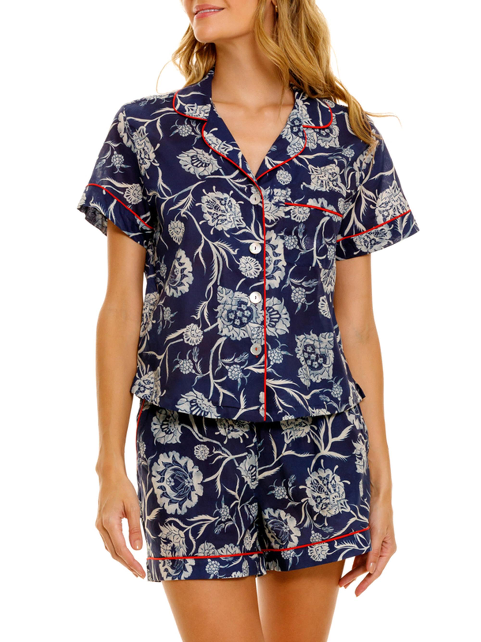 The Lazy Poet Women's Summer Soirée Nina Claire 2-Piece Cotton Pajama Set - Blue