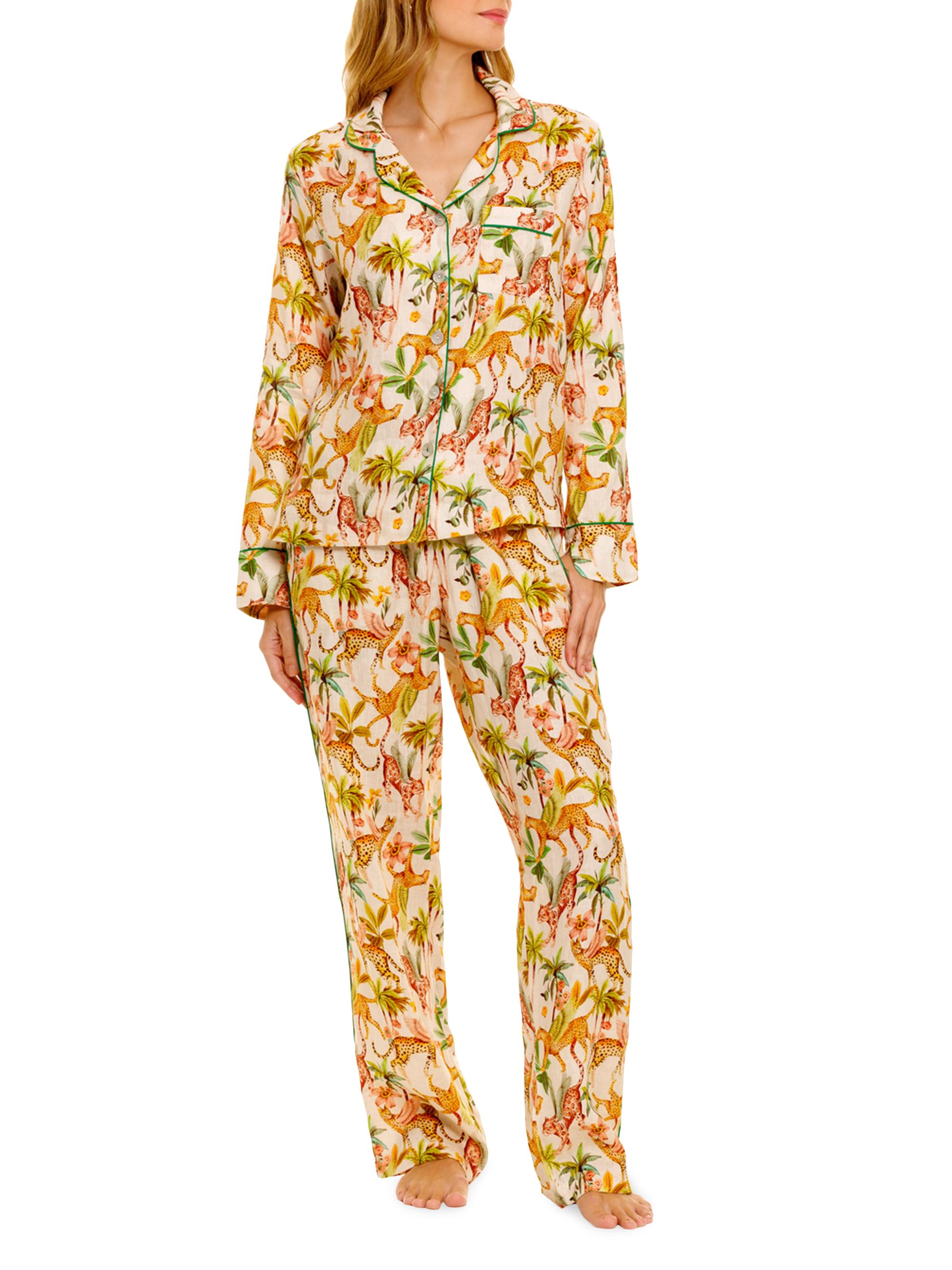 The Lazy Poet Women's Summer Soirée Emma 2-Piece Linen Pajama Set - White