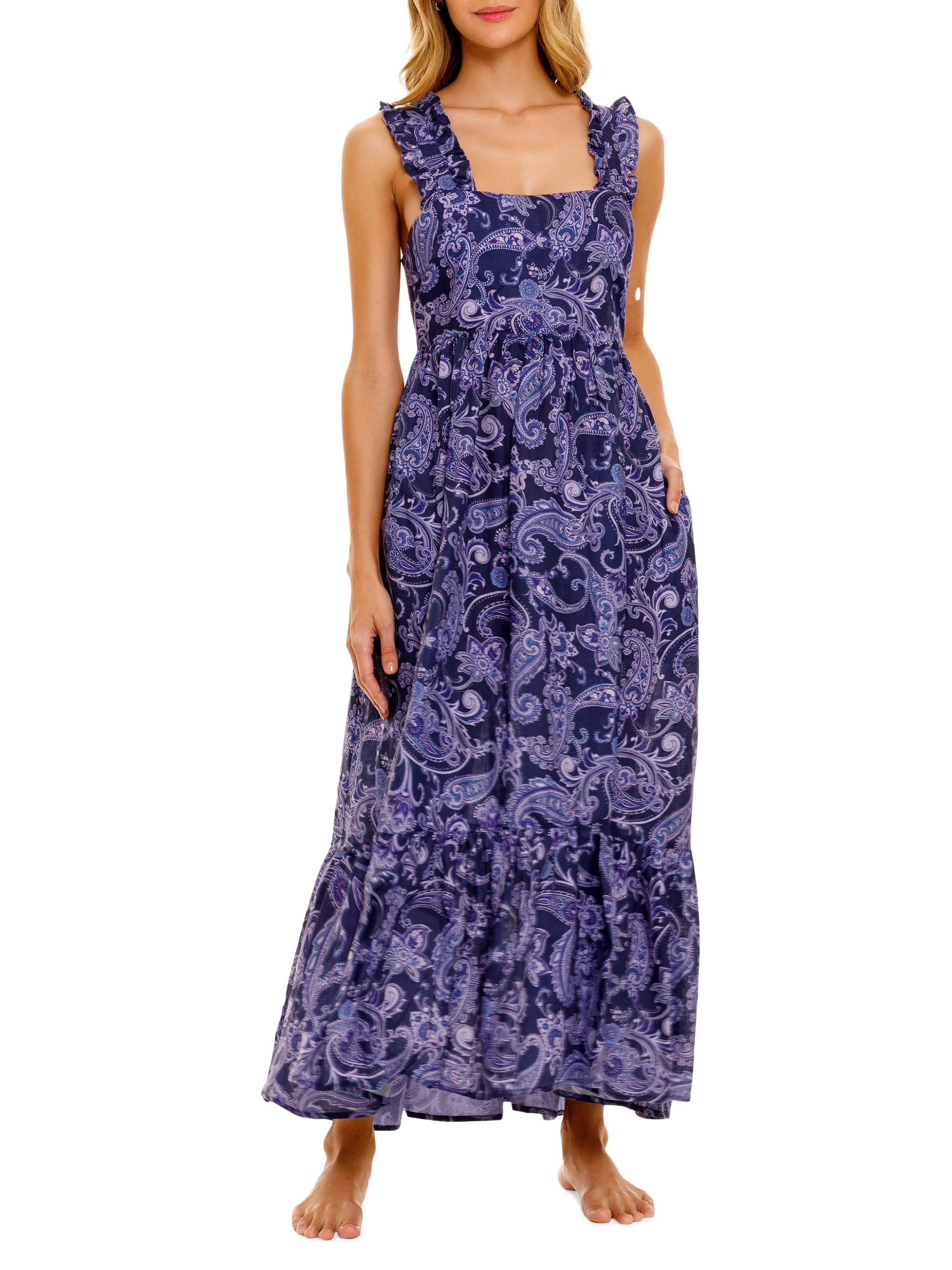The Lazy Poet Women's Summer Soirée Mika Syrus Linen Maxi Dress - Blue | Thumbnail 5