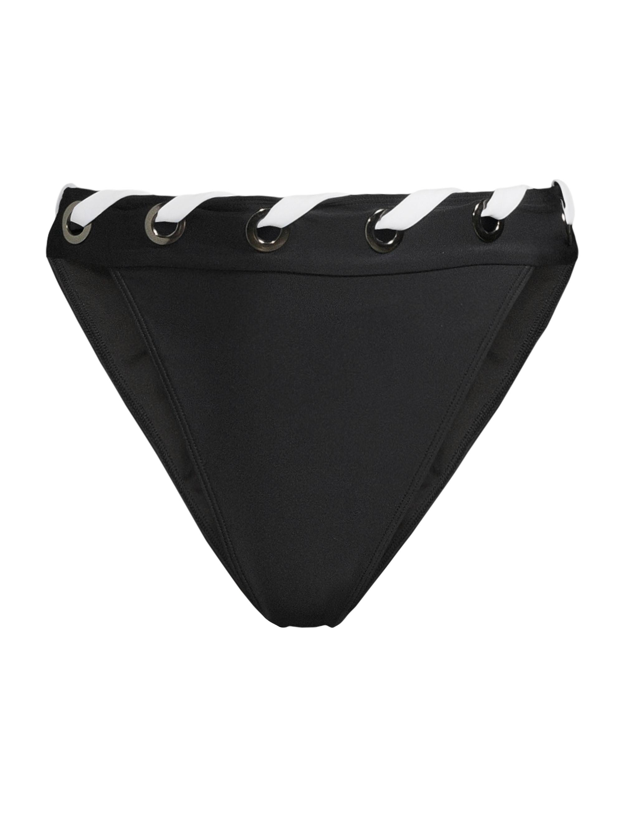 Ramy Brook Women's Luvenia High-Waist Bikini Bottom - Black White