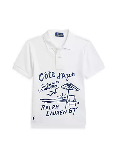 Little Boy's & Boy's Seagull Wave Embroidered Polo Shirt