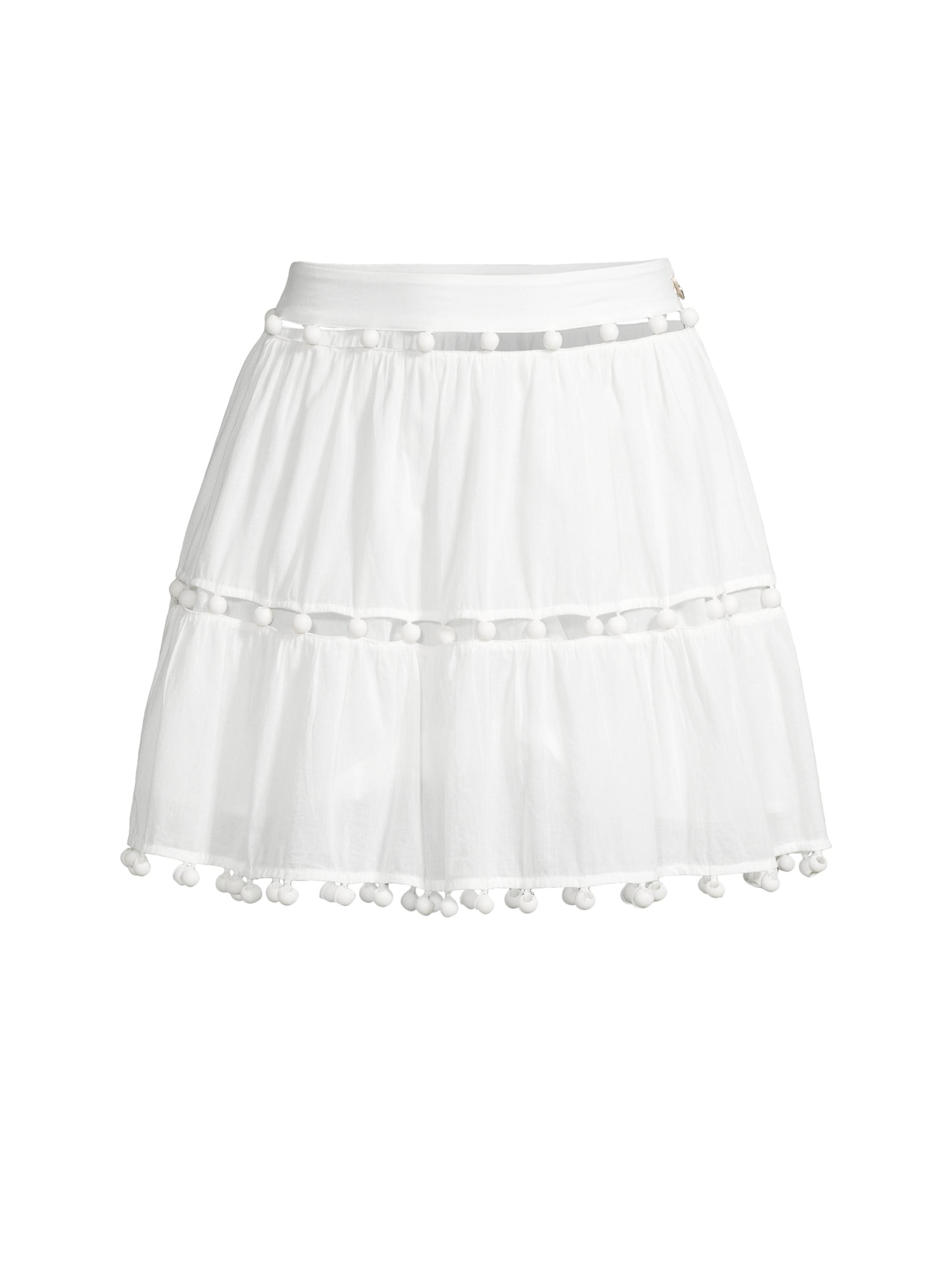 Milly Women's Beaded Cotton Voile Miniskirt - White