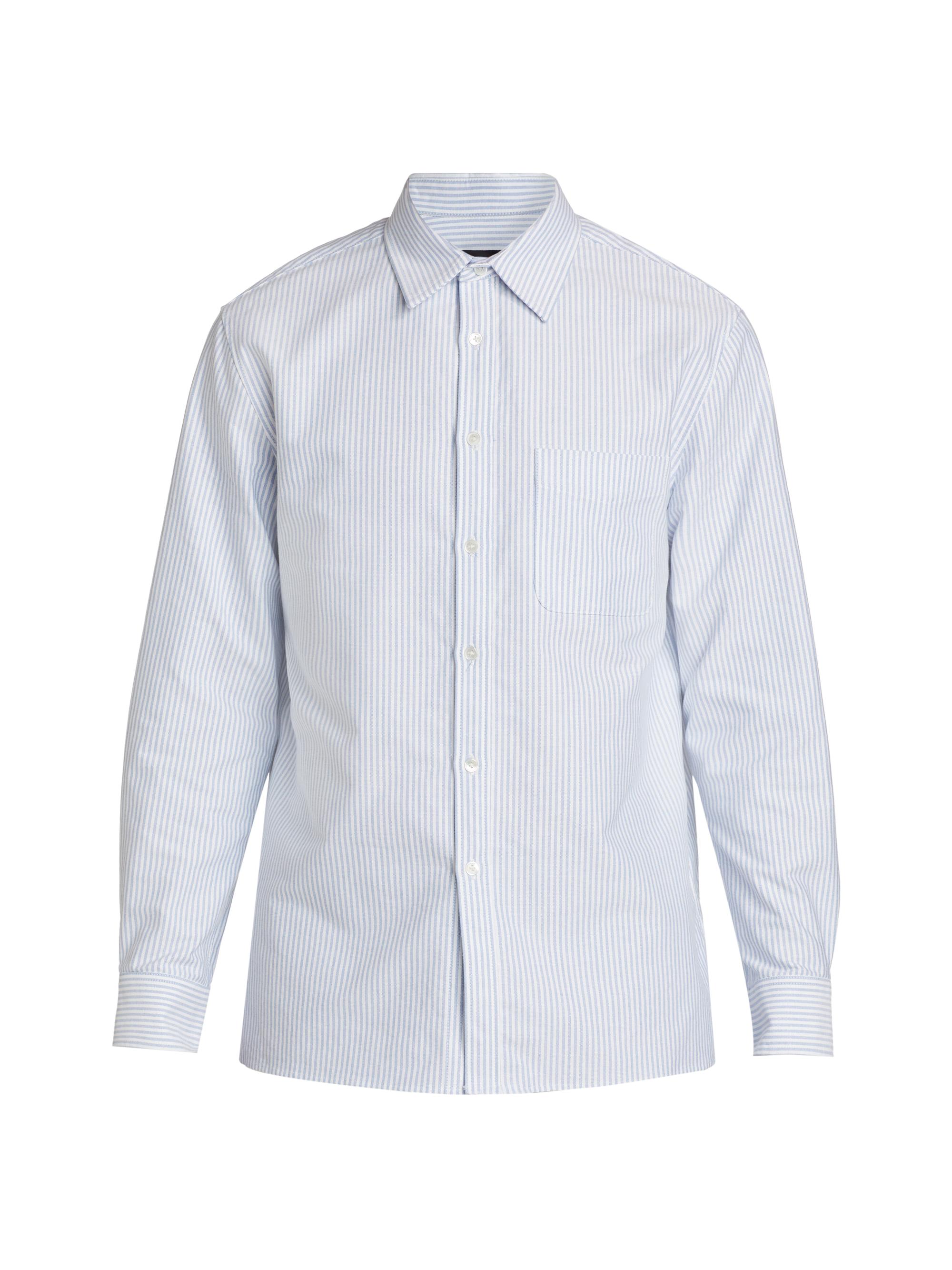 Nili Lotan Men's Finn Striped Cotton Button-Front Shirt - Light Blue Stripe