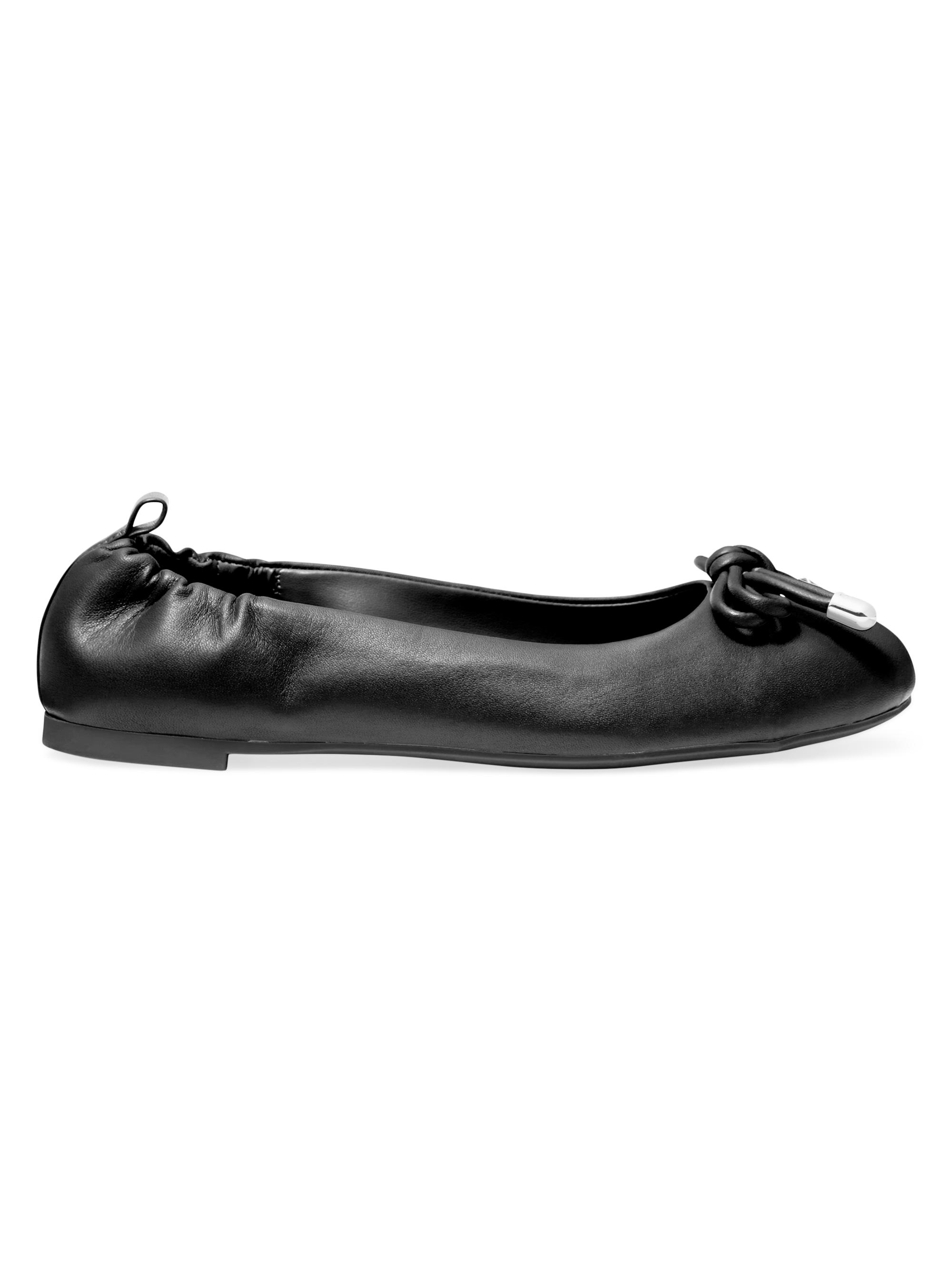 MICHAEL Michael Kors Women's Astra Flex Bow Leather Ballet Flats - Black