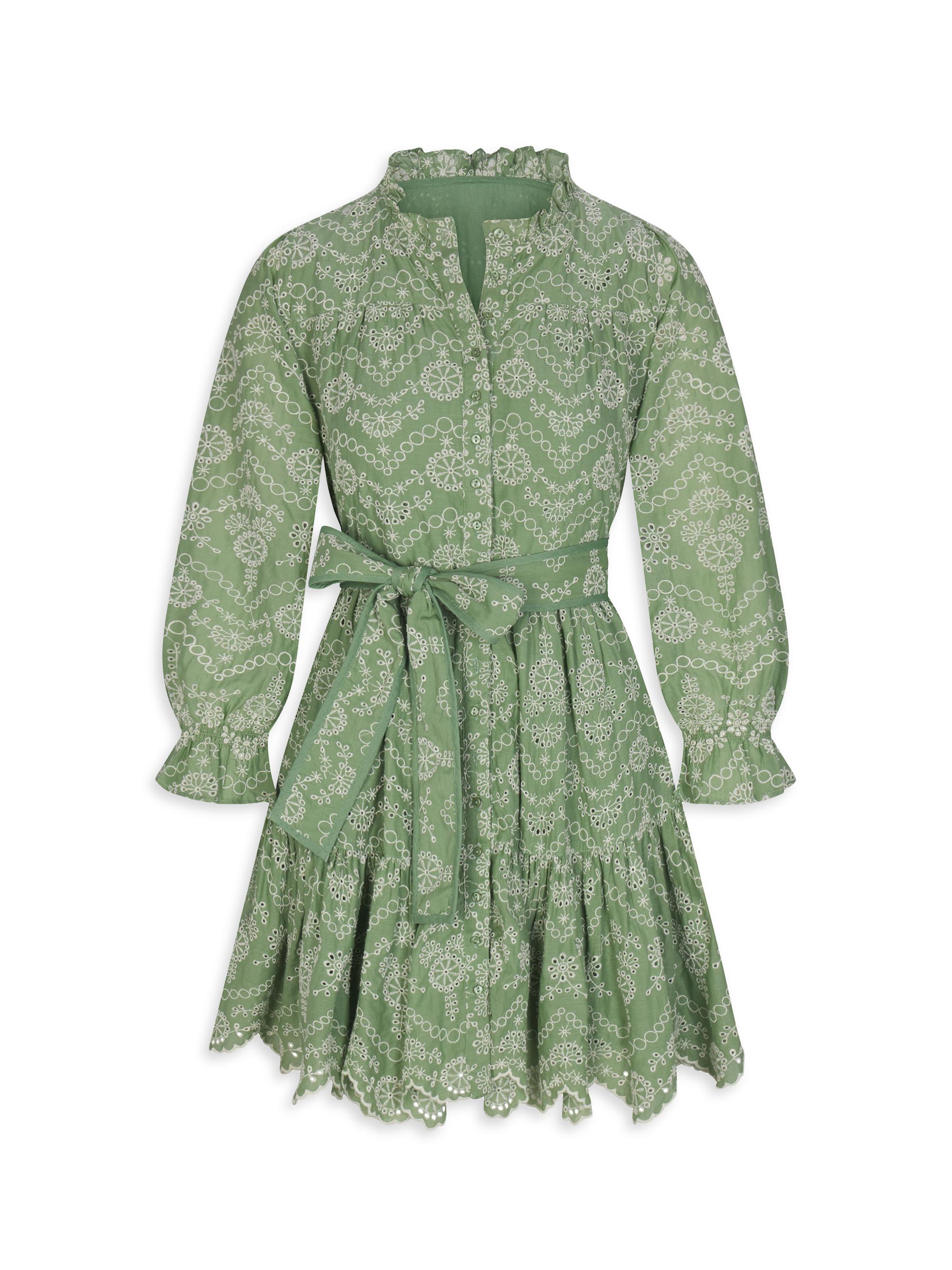 Baybala Jillian Eyelet-Embroidered Cotton Minidress - Mint Embroidery