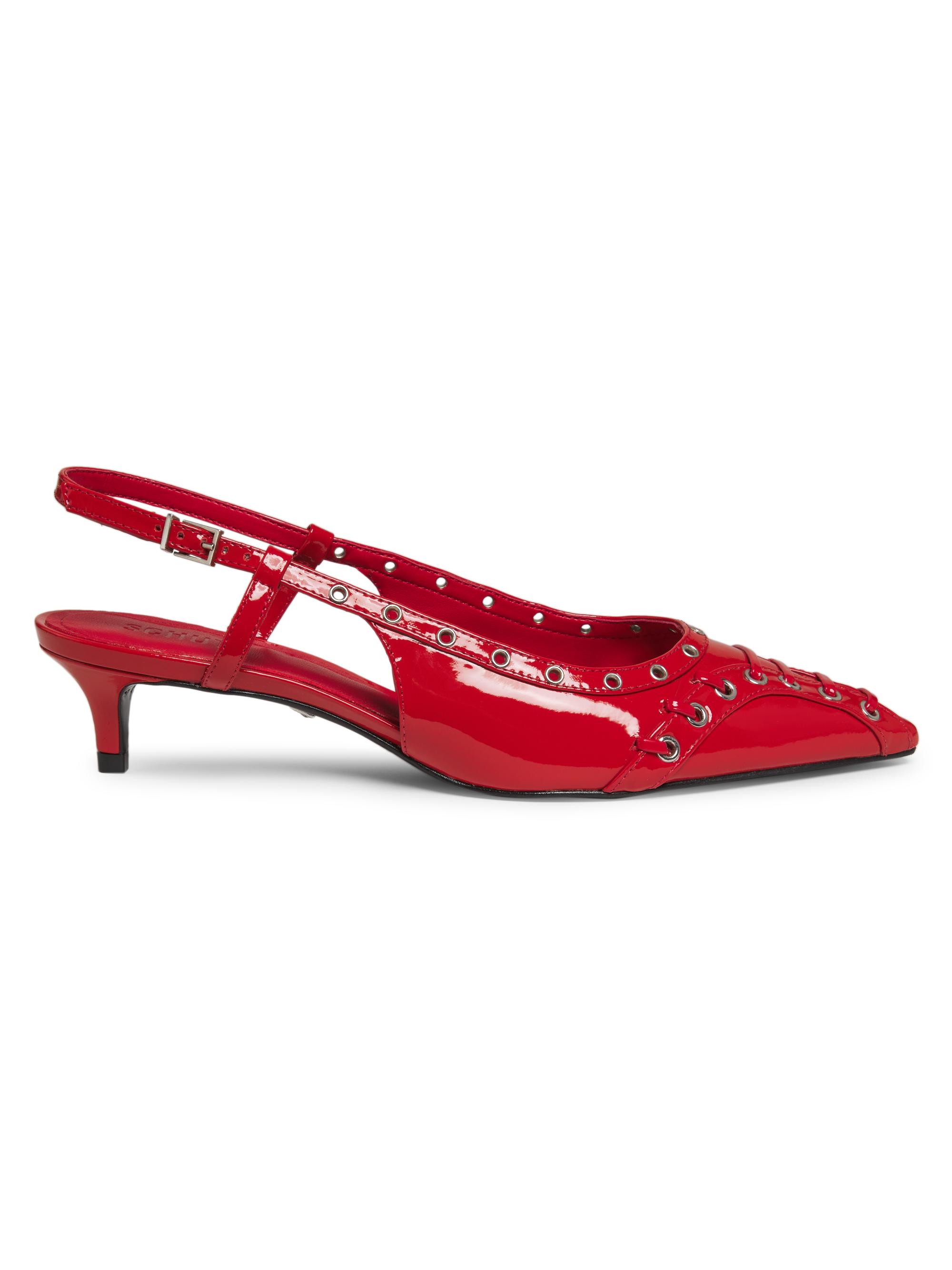 Schutz Women's Ruth Mid 50MM Patent Leather Slingback Pumps - Flame Scarlet